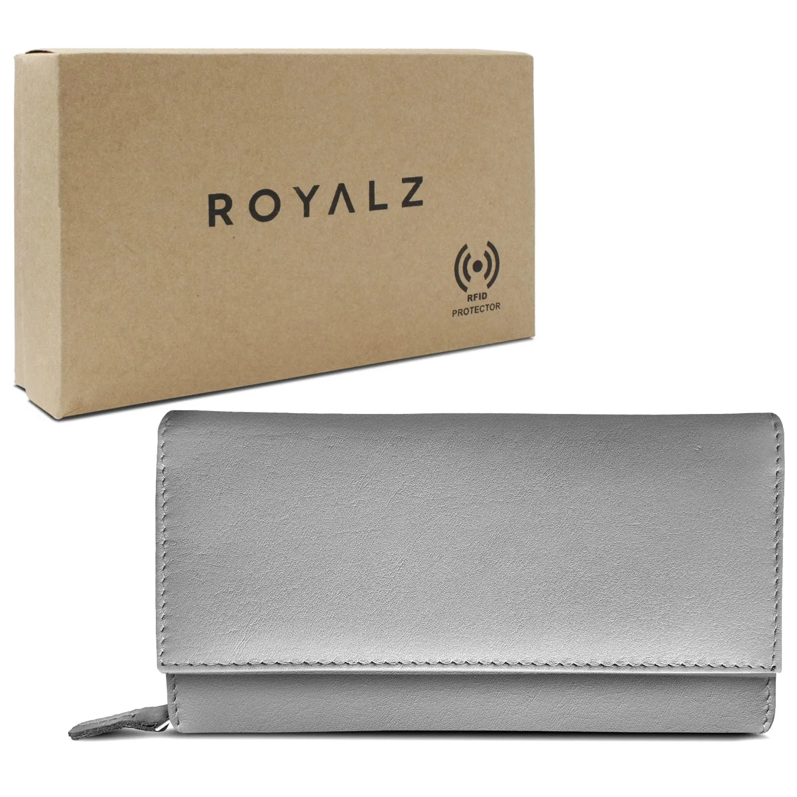 ROYALZ "Orelia Portafoglio vera Pelle Donna Grande Portamoneta Capiente Porta Carte Credito 18 Scomparti Bloccaggio Protezione RFID Etui Lungo - immagine 7
