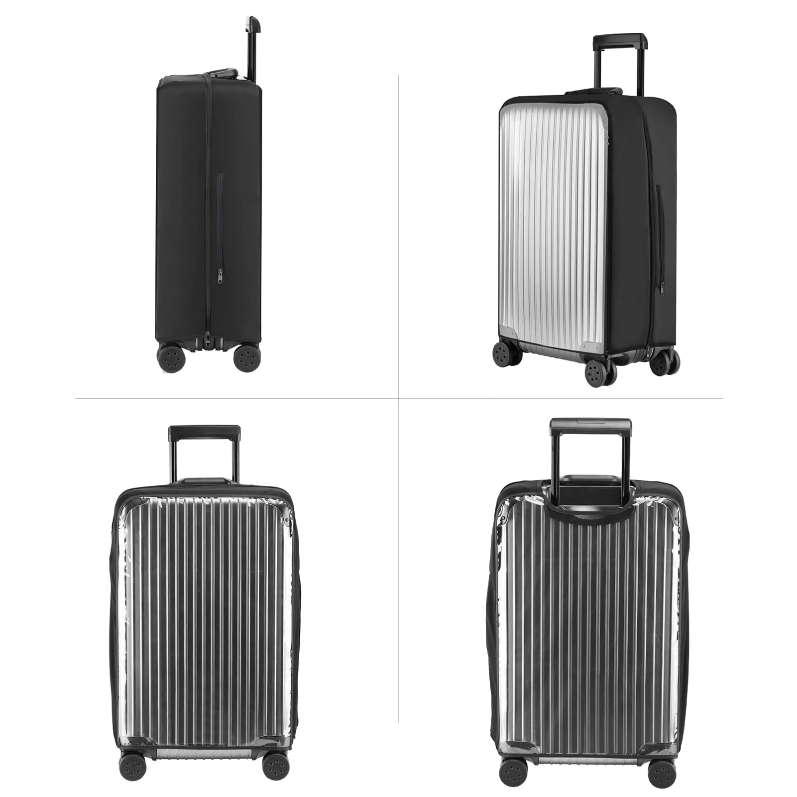 Veki Custodia Protettiva Valigia da Viaggio, Coprivaligia Trasparente, Anti-Polvere Copertura, Copri Valigia Impermeabile, Antigraffio Protettore di Bagagli Luggage Cover (Nero, 20 Pollici) - immagine 4