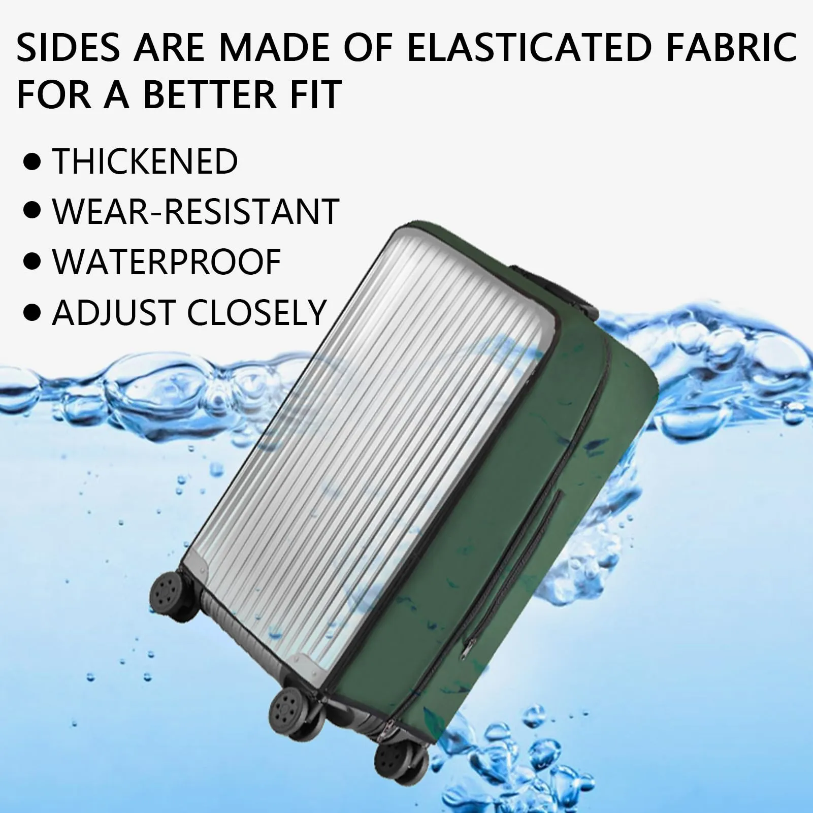 Veki Custodia Protettiva Valigia da Viaggio, Coprivaligia Trasparente, Anti-Polvere Copertura, Copri Valigia Impermeabile, Antigraffio Protettore di Bagagli Luggage Cover (Verde Scuro, 22 Pollici) - immagine 3