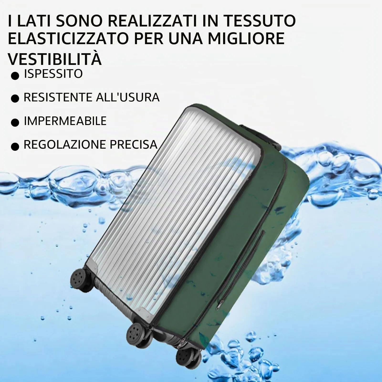 Veki Custodia Protettiva Valigia da Viaggio, Coprivaligia Trasparente, Anti-Polvere Copertura, Copri Valigia Impermeabile, Antigraffio Protettore di Bagagli Luggage Cover (Verde Scuro, 24 Pollici) - immagine 3