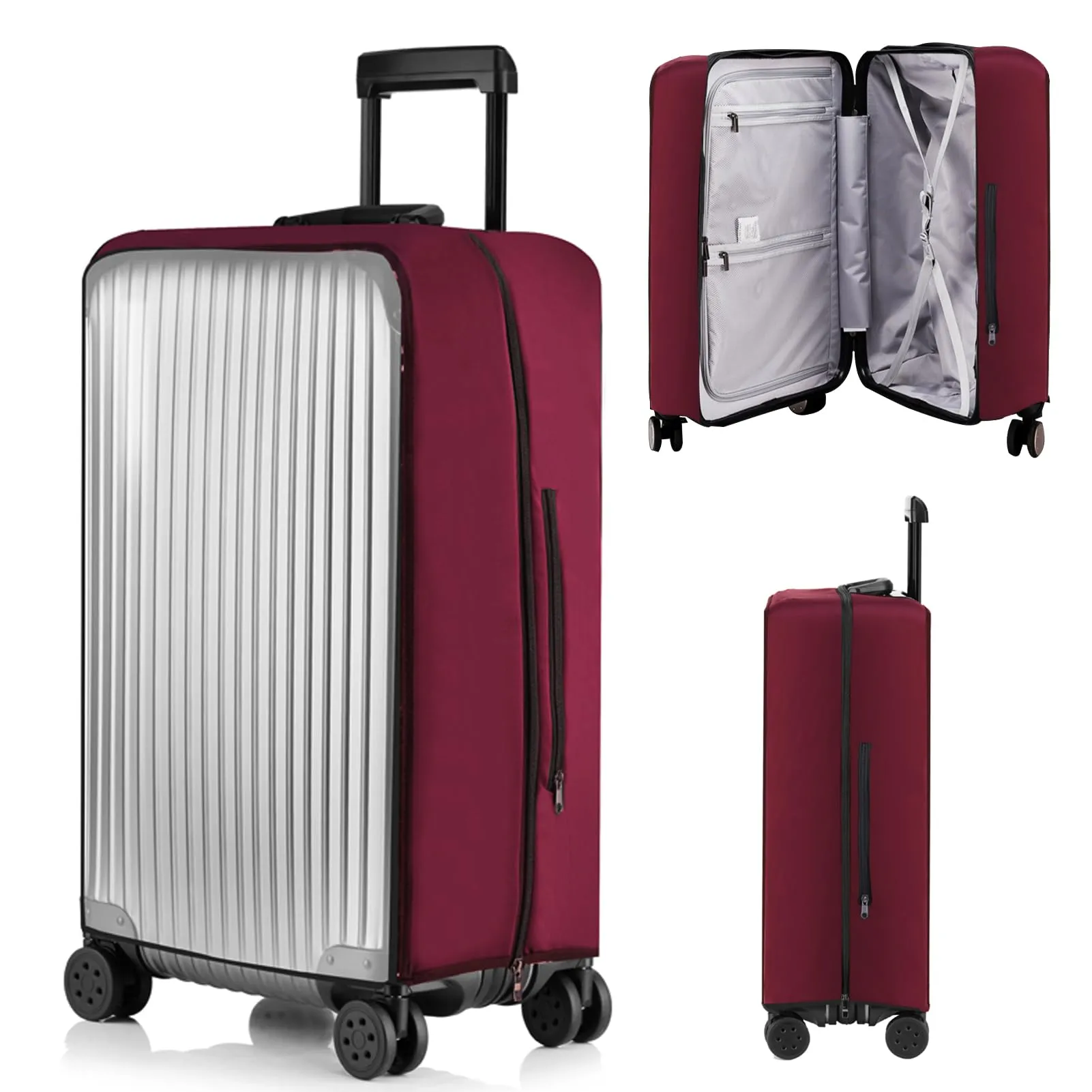 Veki Custodia Protettiva Valigia da Viaggio, Coprivaligia Trasparente, Anti-Polvere Copertura, Copri Valigia Impermeabile, Antigraffio Protettore di Bagagli Luggage Cover (Rosso, 22 Pollici) - immagine 1