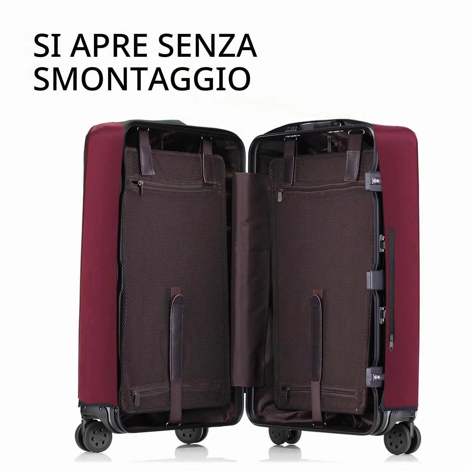 Veki Custodia Protettiva Valigia da Viaggio, Coprivaligia Trasparente, Anti-Polvere Copertura, Copri Valigia Impermeabile, Antigraffio Protettore di Bagagli Luggage Cover (Rosso, 22 Pollici) - immagine 2