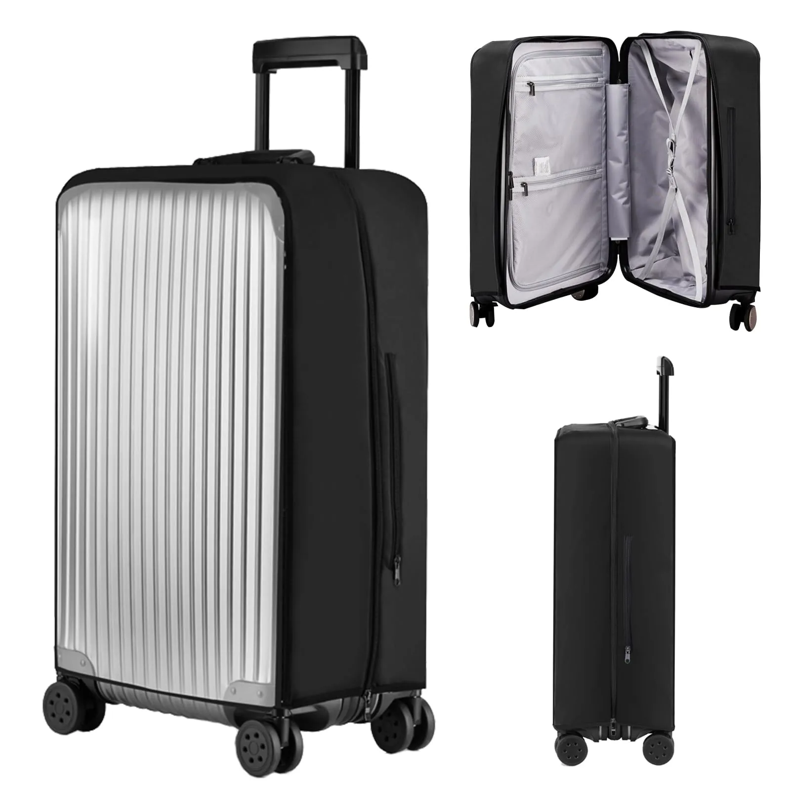Veki Custodia Protettiva Valigia da Viaggio, Coprivaligia Trasparente, Anti-Polvere Copertura, Copri Valigia Impermeabile, Antigraffio Protettore di Bagagli Luggage Cover (Nero, 30 Pollici) - immagine 1