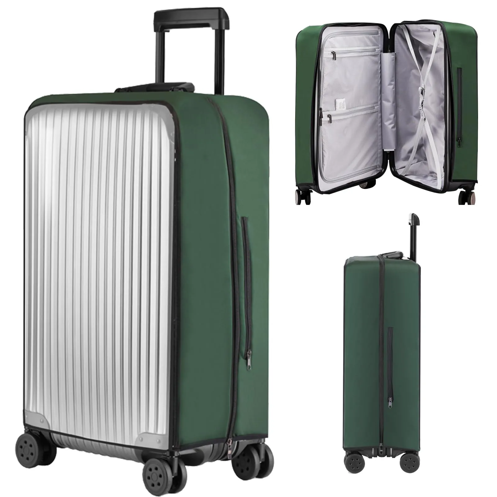Veki Custodia Protettiva Valigia da Viaggio, Coprivaligia Trasparente, Anti-Polvere Copertura, Copri Valigia Impermeabile, Antigraffio Protettore di Bagagli Luggage Cover (Verde Scuro, 30 Pollici) - immagine 1