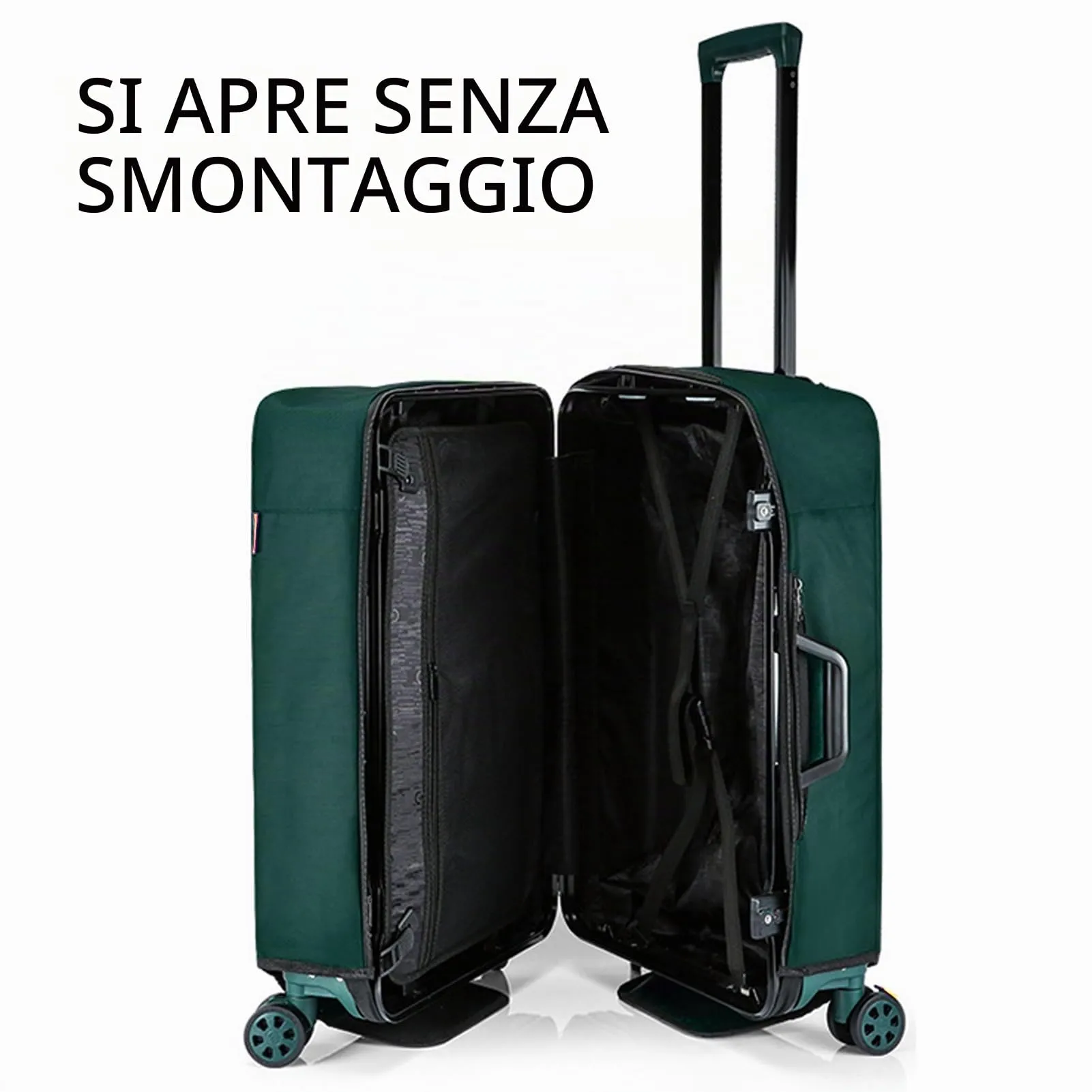 Veki Custodia Protettiva Valigia da Viaggio, Coprivaligia Trasparente, Anti-Polvere Copertura, Copri Valigia Impermeabile, Antigraffio Protettore di Bagagli Luggage Cover (Verde Scuro, 30 Pollici) - immagine 2