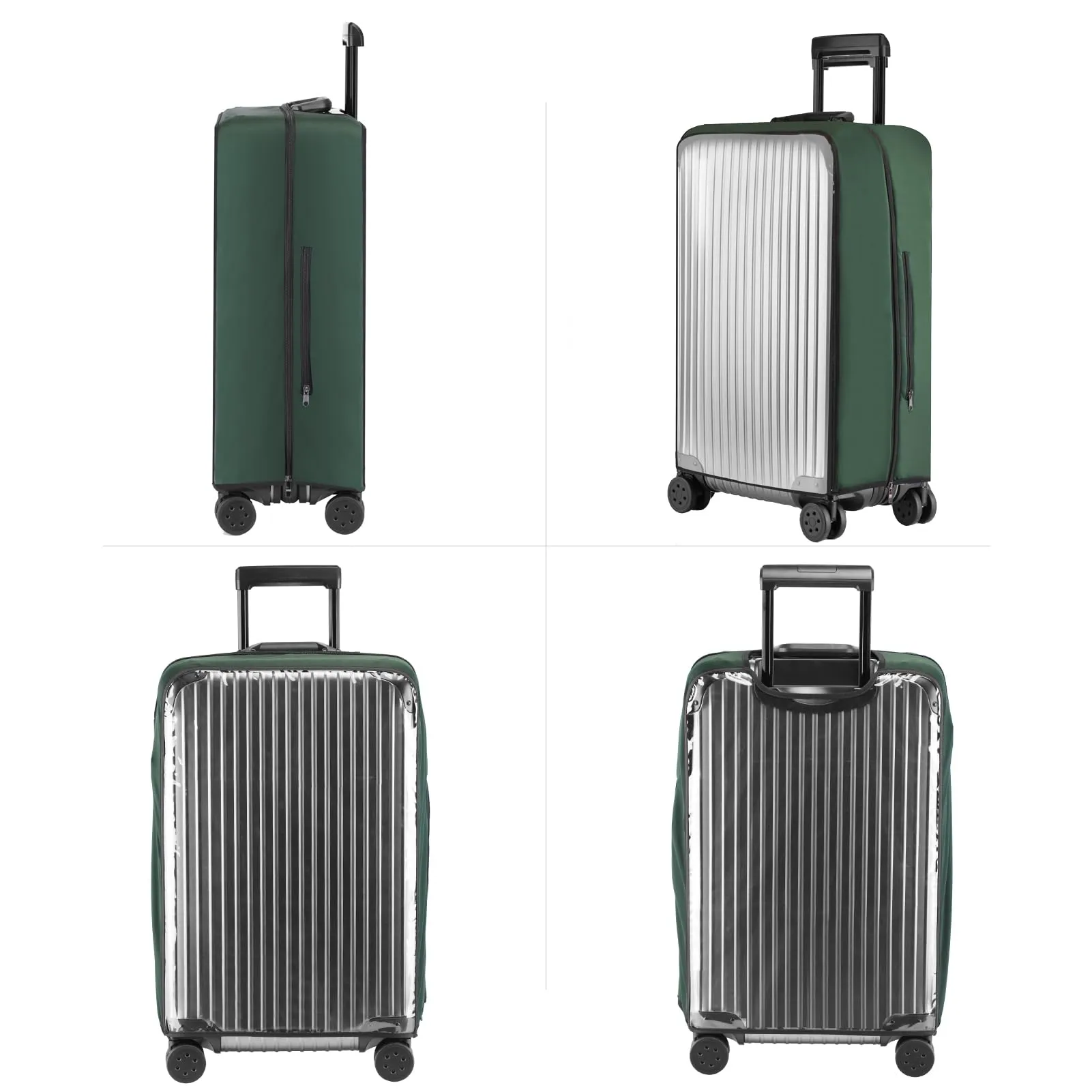 Veki Custodia Protettiva Valigia da Viaggio, Coprivaligia Trasparente, Anti-Polvere Copertura, Copri Valigia Impermeabile, Antigraffio Protettore di Bagagli Luggage Cover (Verde Scuro, 20 Pollici) - immagine 4
