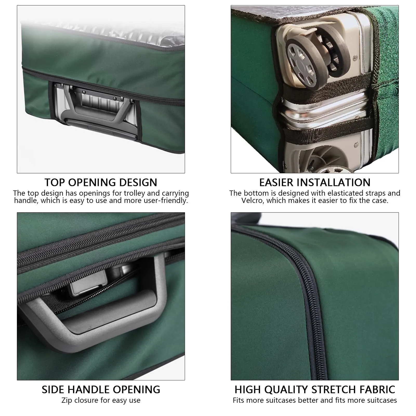 Veki Custodia Protettiva Valigia da Viaggio, Coprivaligia Trasparente, Anti-Polvere Copertura, Copri Valigia Impermeabile, Antigraffio Protettore di Bagagli Luggage Cover (Verde Scuro, 20 Pollici) - immagine 5