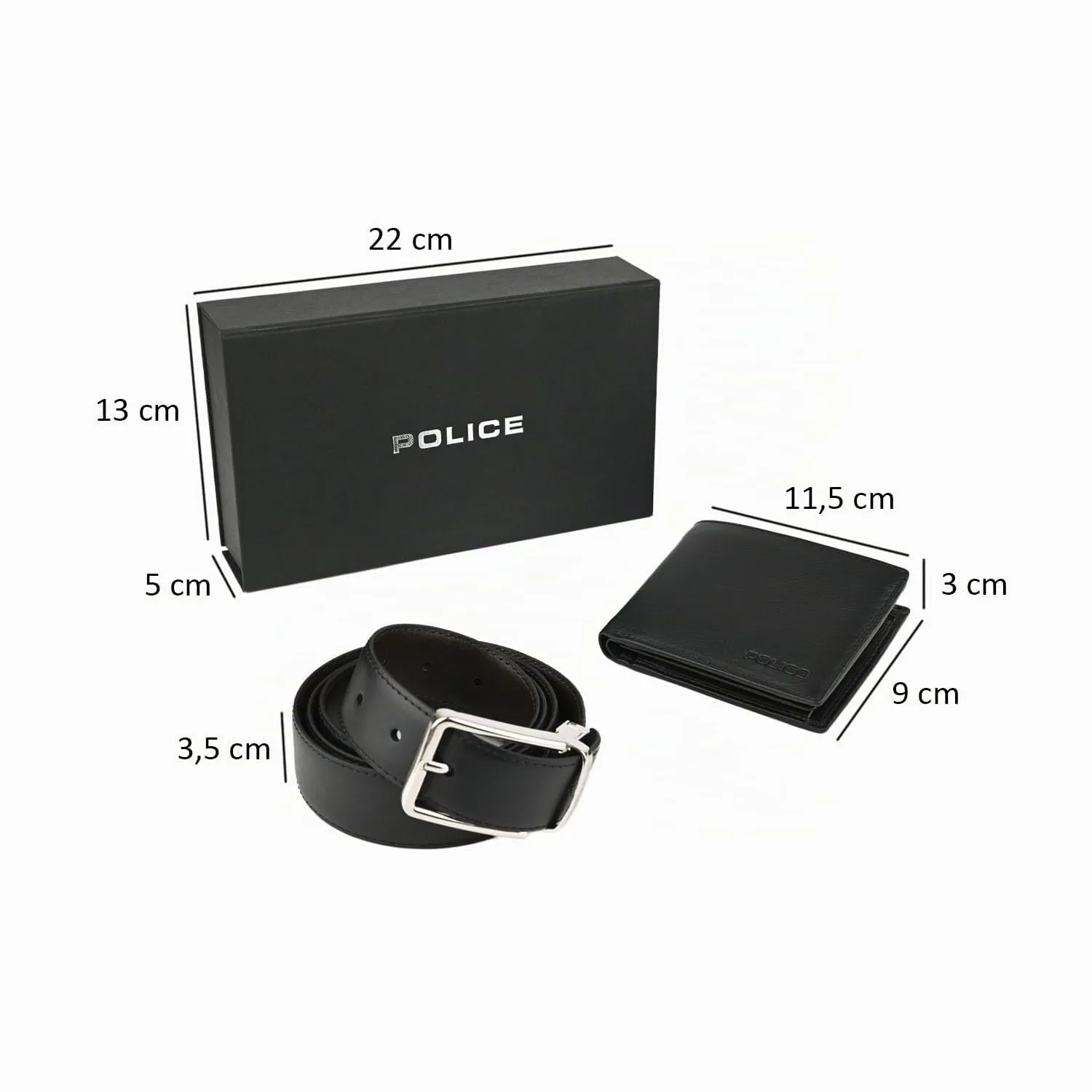 Police Cofanetto Regalo Uomo, Set Portafoglio Classico e Cintura Reversibile, Vera Pelle Nero/Marrone, Accorciabile - immagine 2