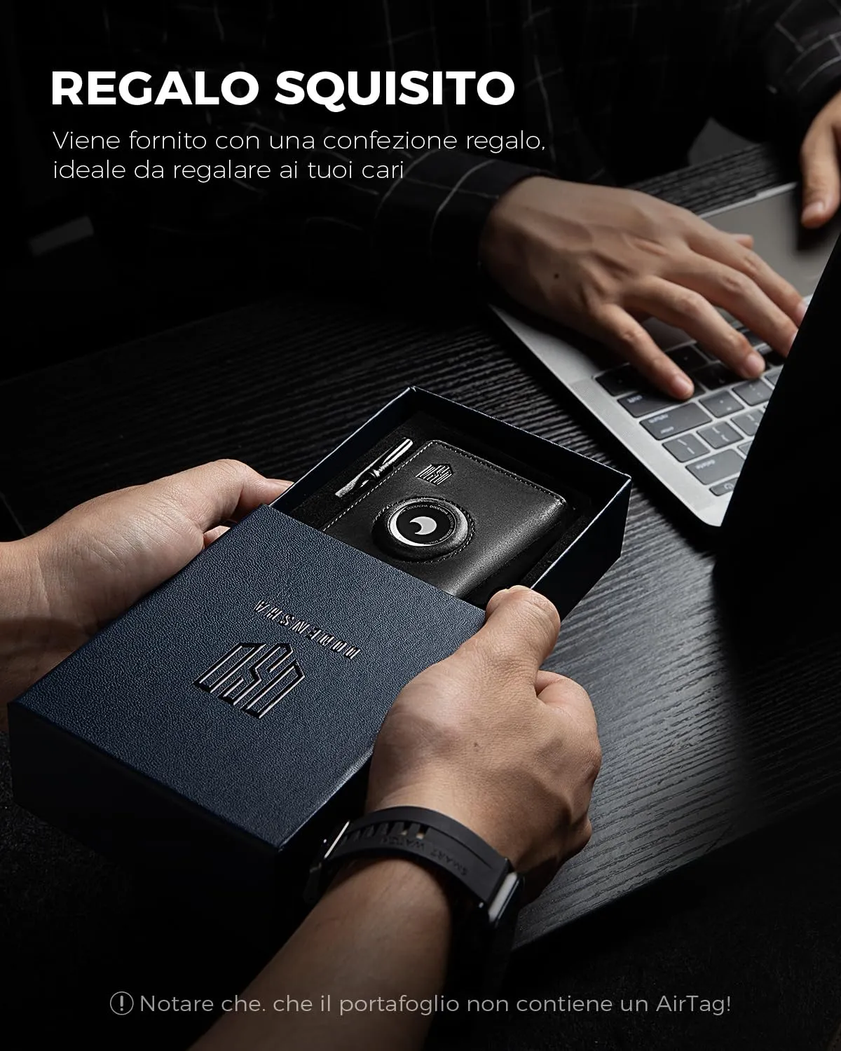 DODENSHA Airtag Wallet Portafoglio da uomo Smart Airtag con scomparto per monete, protezione RFID e capacità per oltre 10 carte di credito, design MagSnap (carbonio) - immagine 8