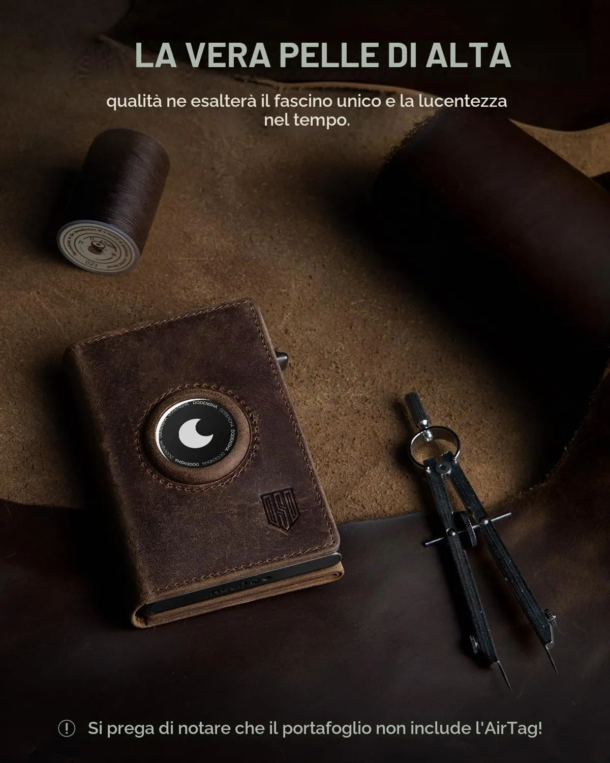 DODENSHA Airtag Wallet Portafoglio da uomo Smart Airtag con scomparto per monete, protezione RFID e capacità per oltre 10 carte di credito, design MagSnap (Marrone rossastro) - immagine 6
