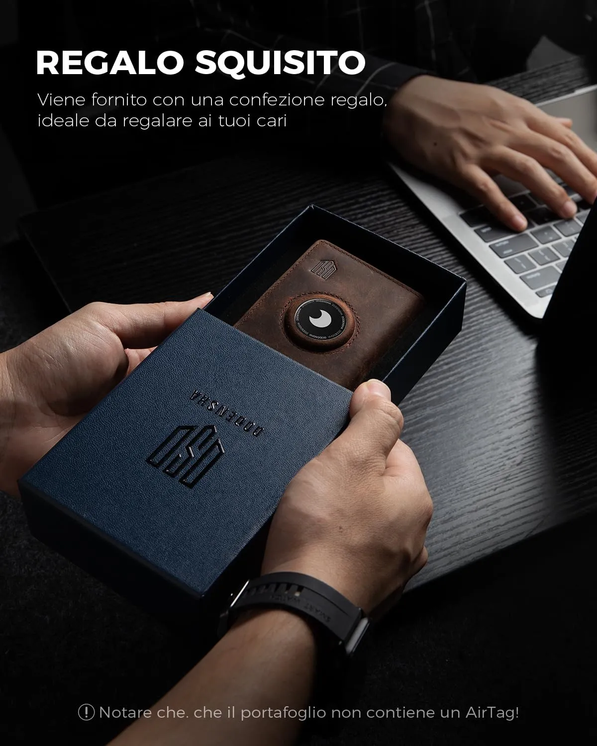 DODENSHA Airtag Wallet Portafoglio da uomo Smart Airtag con scomparto per monete, protezione RFID e capacità per oltre 10 carte di credito, design MagSnap (Marrone rossastro) - immagine 7