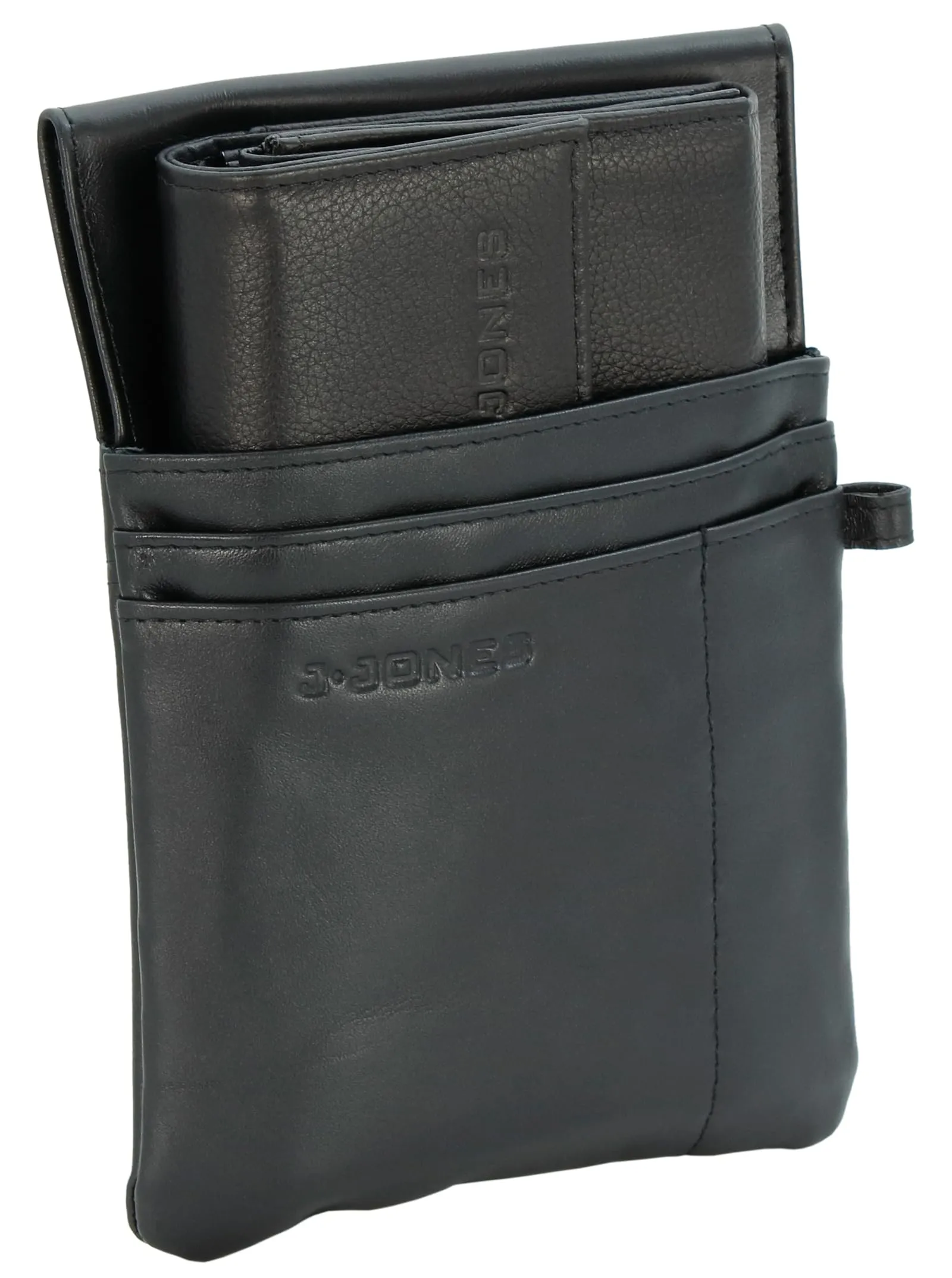 J.JONES - Set 2 Pezzi Portafoglio Cameriere in Pelle con Custodia Cintura - immagine 1