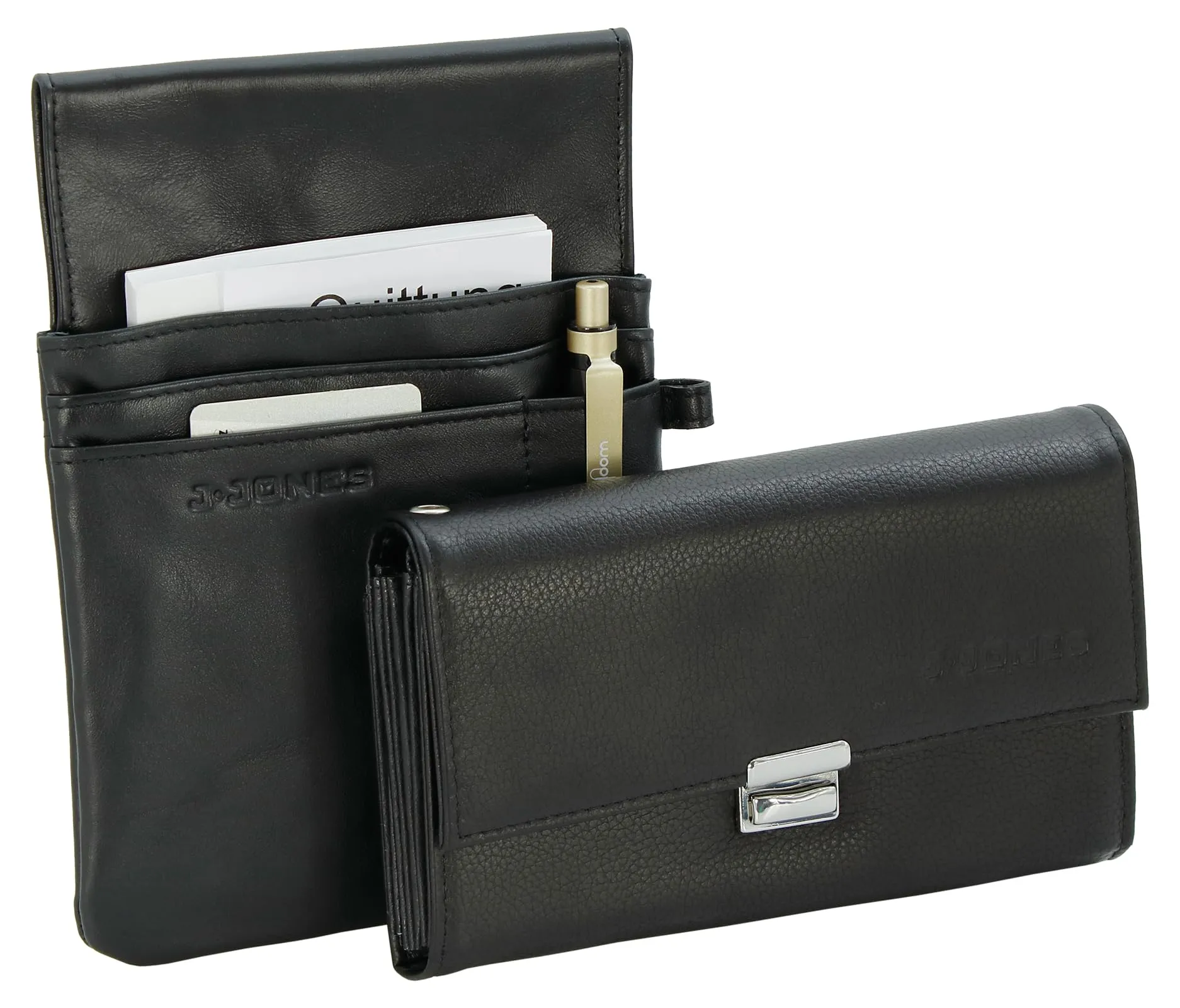 J.JONES - Set 2 Pezzi Portafoglio Cameriere in Pelle con Custodia Cintura - immagine 2
