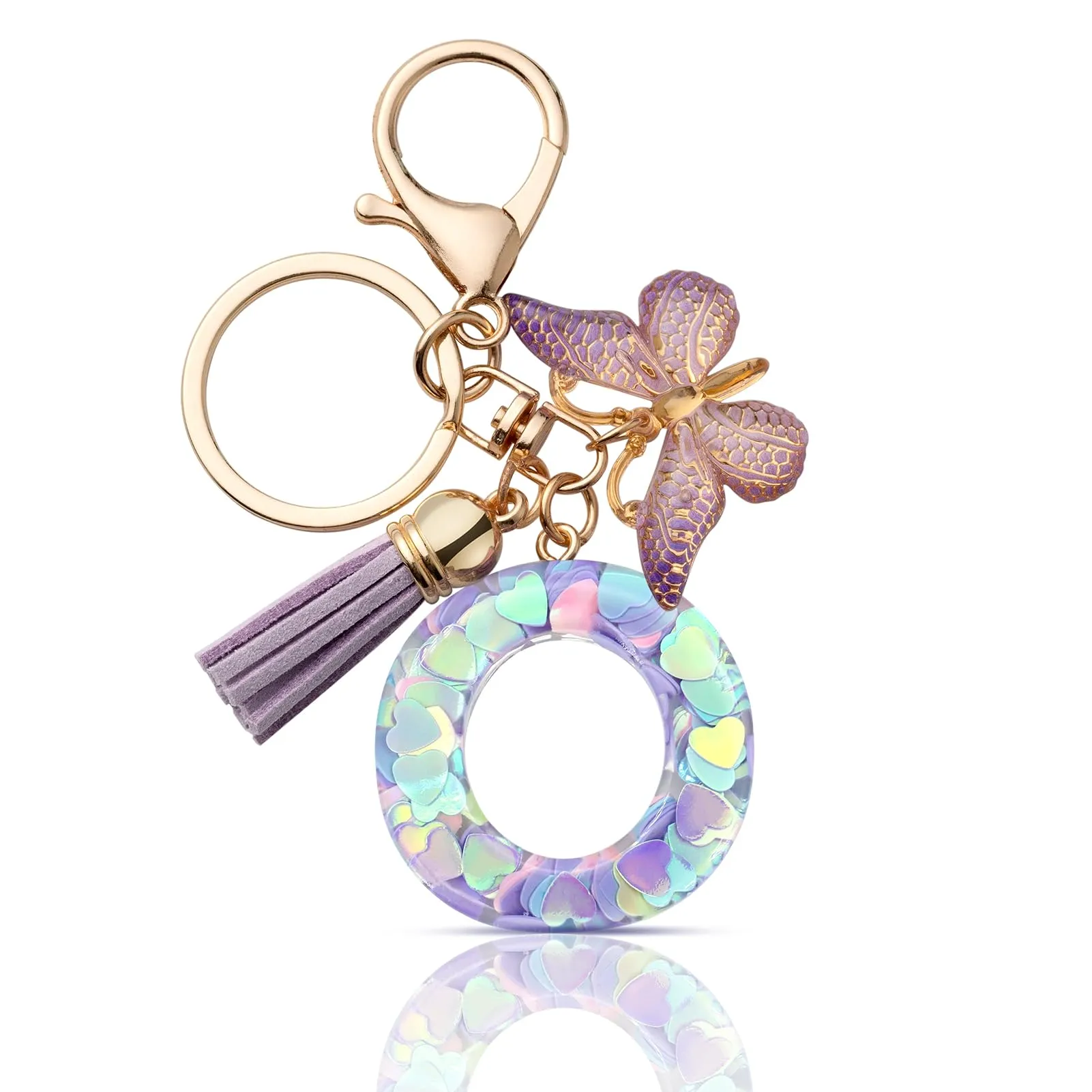 CHUQING Portachiavi Donna con Iniziale Farfalla Viola O - immagine 1