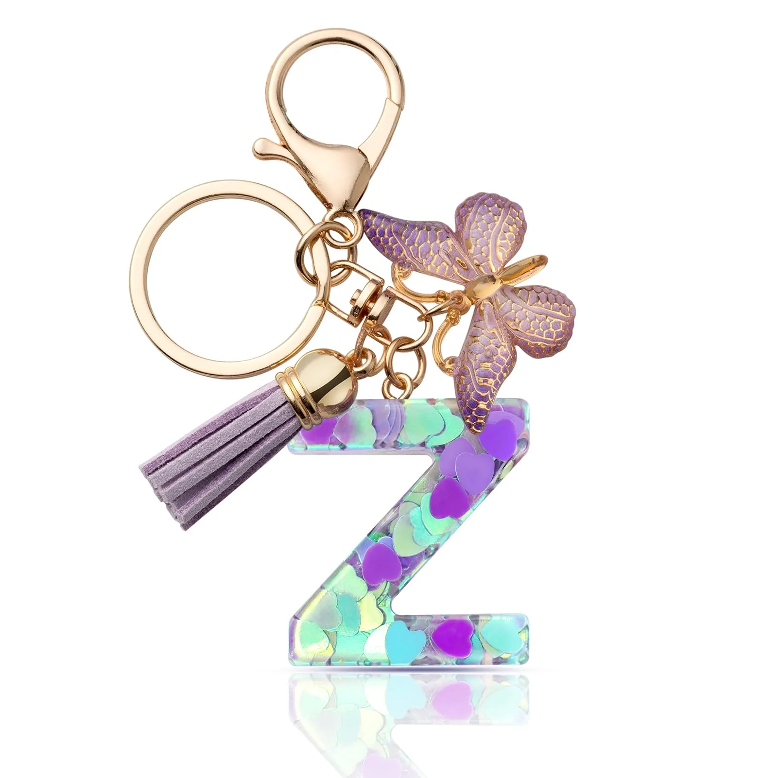 CHUQING Portachiavi Donna con Iniziale Farfalla Viola Z - immagine 1