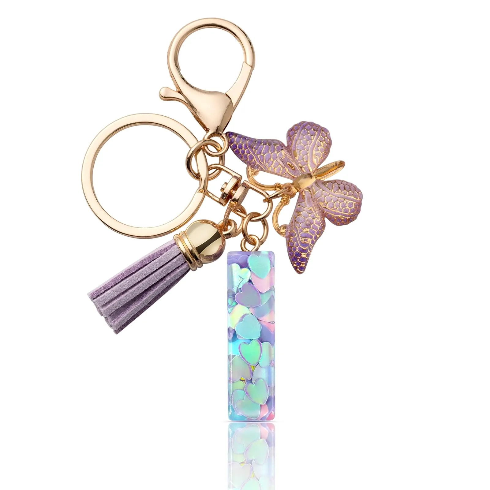 CHUQING Portachiavi Donna con Iniziale Farfalla Viola I - immagine 1