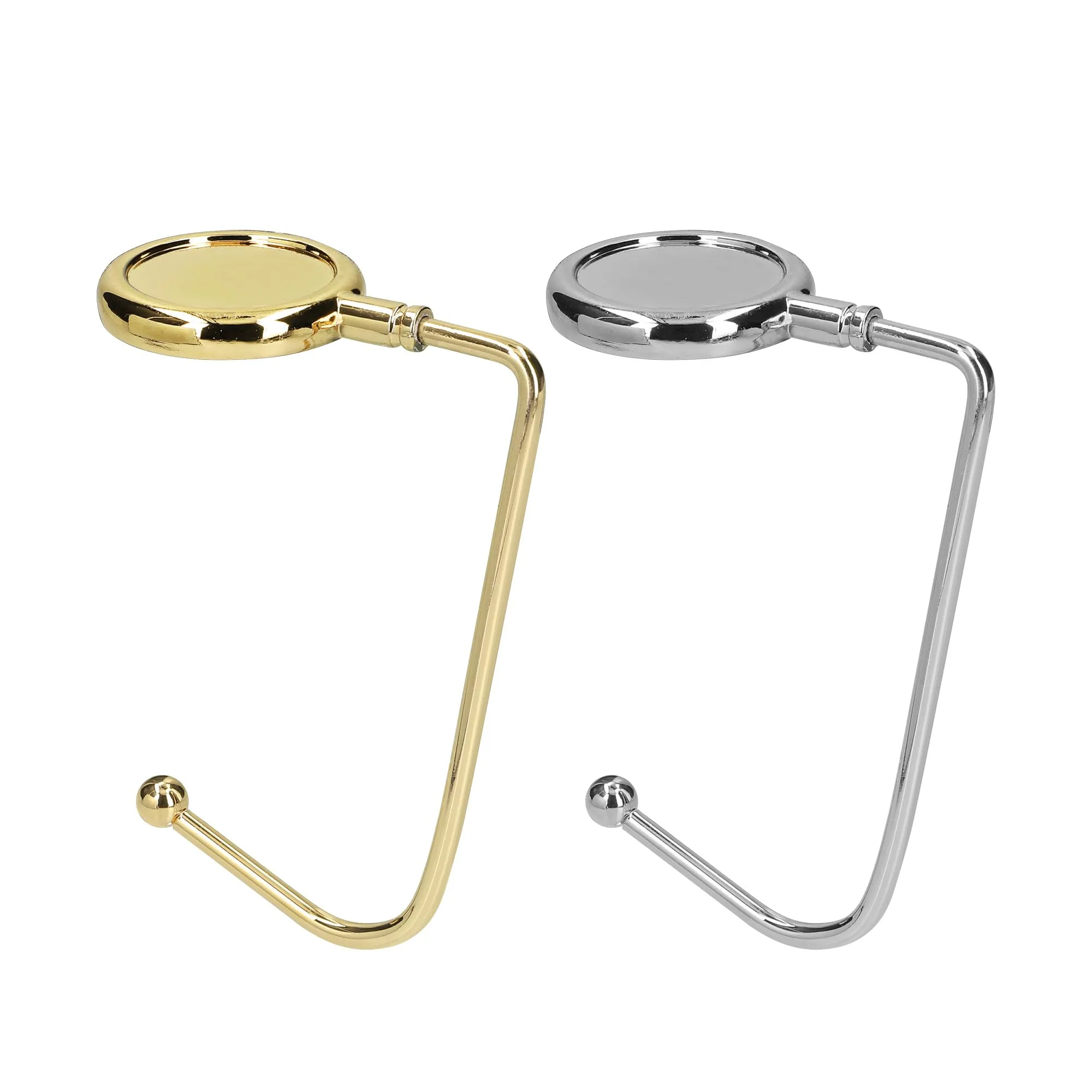 kwmobile 2x Gancio Borsa da Tavolo - Appendi Borsa in Alluminio Antiscivolo Antigraffio - Set Appendiborsa per Tavoli e Scrivanie max. 3kg - oro/argento - immagine 1