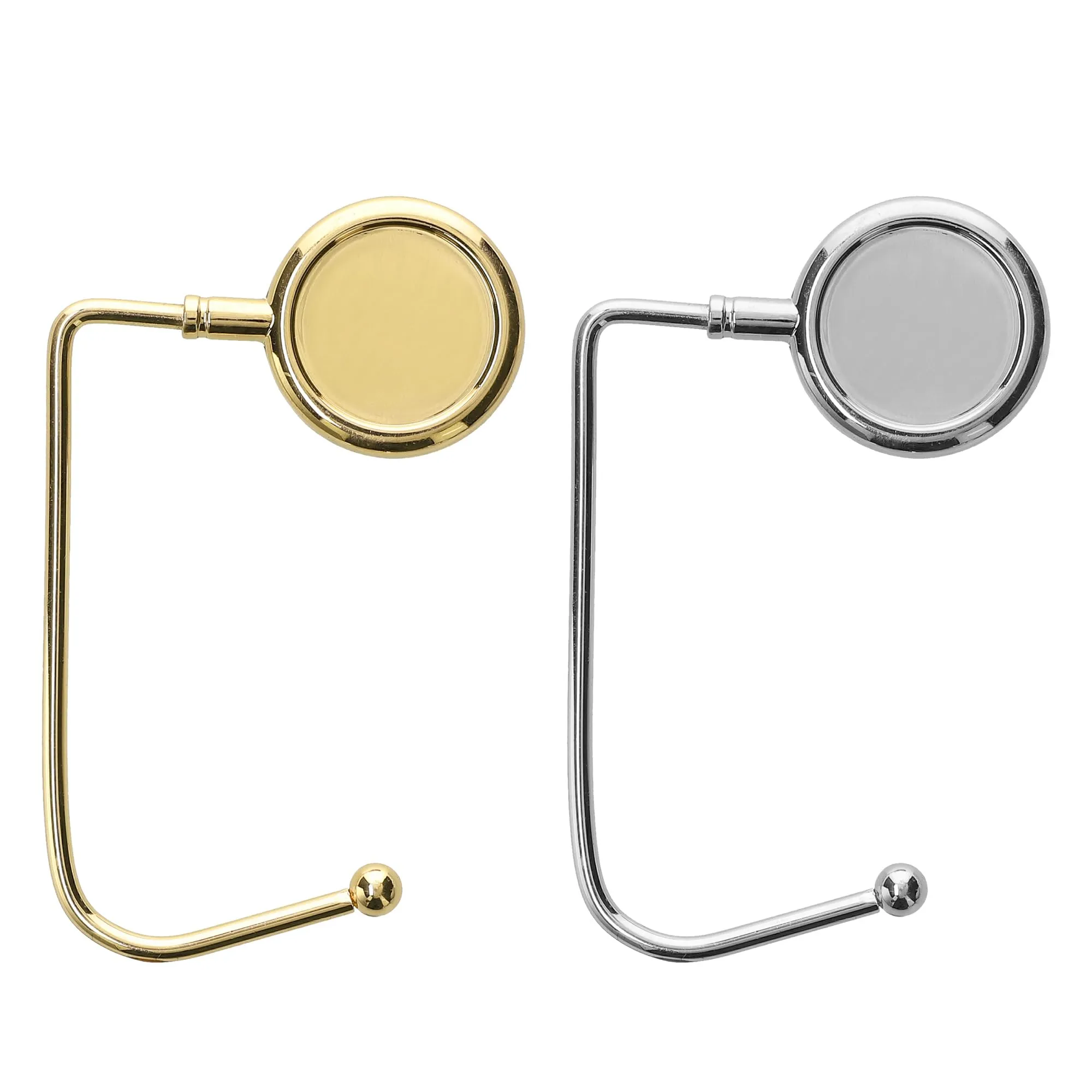 kwmobile 2x Gancio Borsa da Tavolo - Appendi Borsa in Alluminio Antiscivolo Antigraffio - Set Appendiborsa per Tavoli e Scrivanie max. 3kg - oro/argento - immagine 5