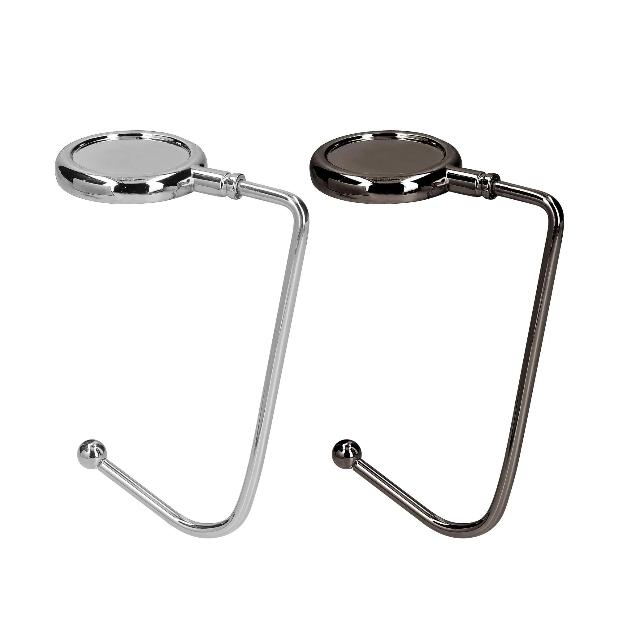 kwmobile 2x Gancio Borsa da Tavolo - Appendi Borsa in Alluminio Antiscivolo Antigraffio - Set Appendiborsa per Tavoli e Scrivanie max. 3kg - nero/argento - immagine 1