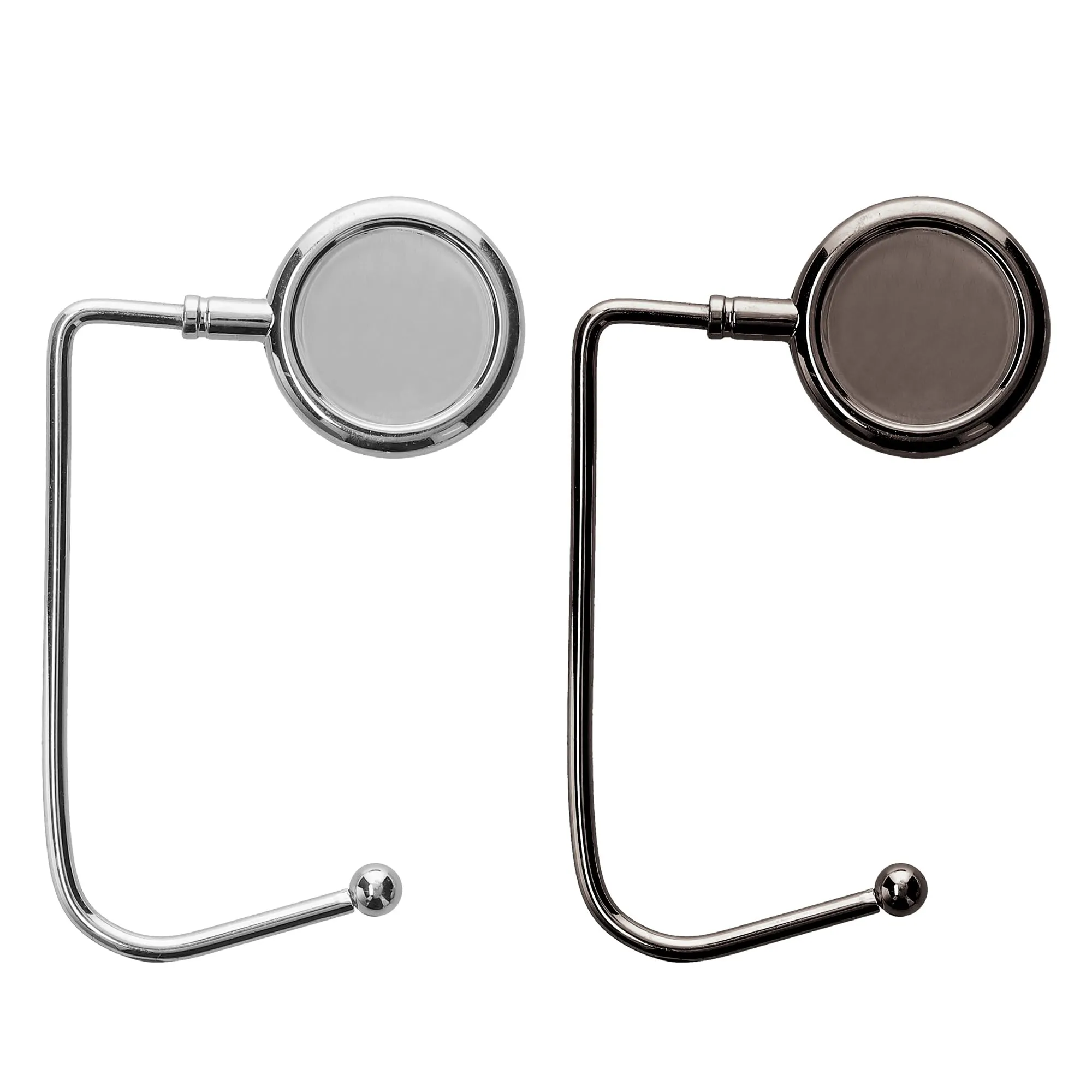 kwmobile 2x Gancio Borsa da Tavolo - Appendi Borsa in Alluminio Antiscivolo Antigraffio - Set Appendiborsa per Tavoli e Scrivanie max. 3kg - nero/argento - immagine 5