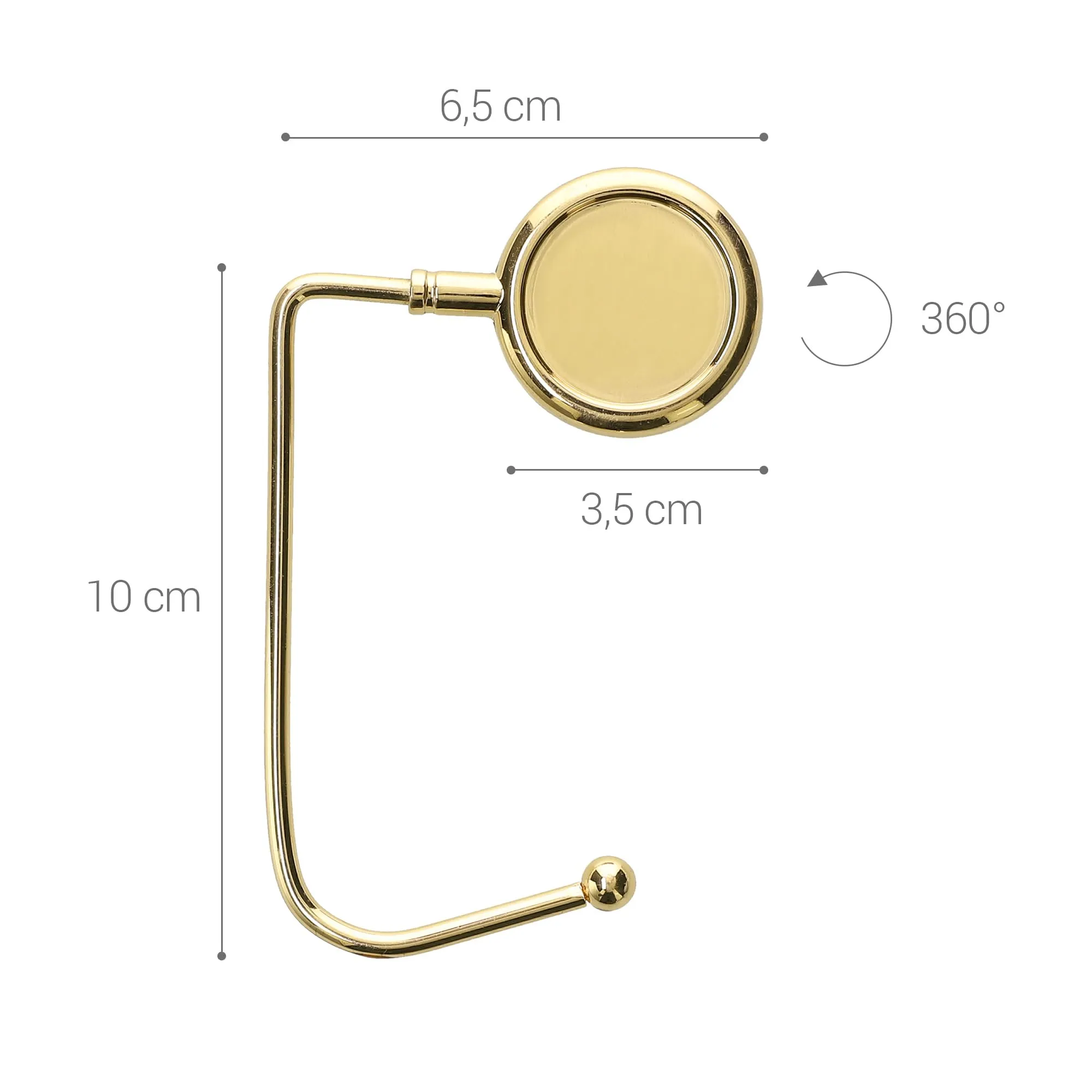 kwmobile 2x Gancio Borsa da Tavolo - Appendi Borsa in Alluminio Antiscivolo Antigraffio - Set Appendiborsa per Tavoli e Scrivanie max. 3kg - oro/nero - immagine 4