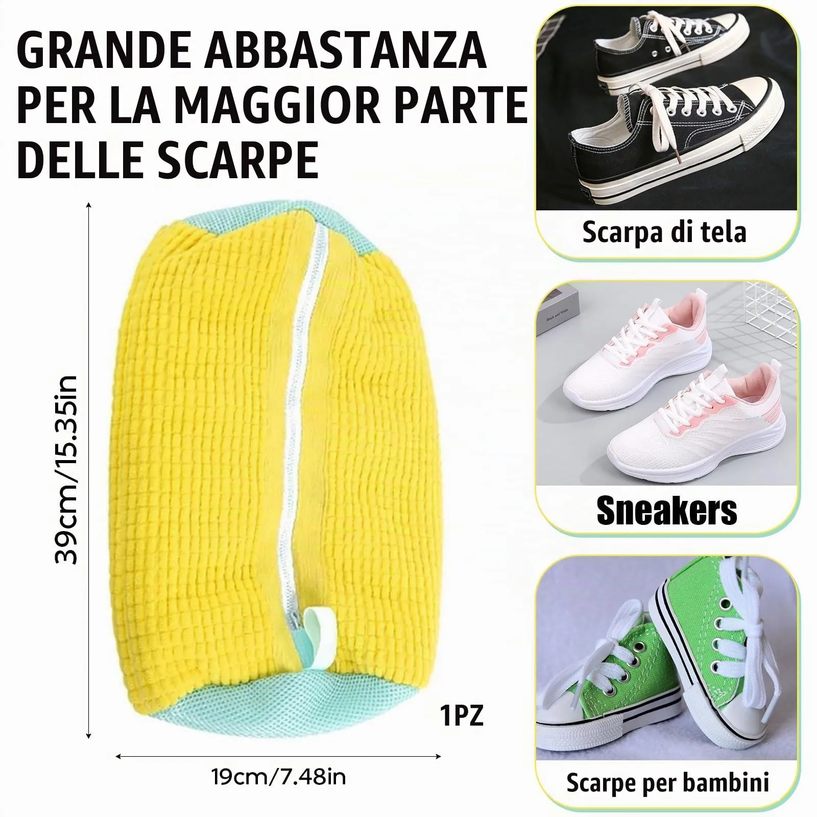Sacchetto Di Lavaggio Per Scarpe, Sacchetto Per Scarpe, Con Cerniera, Riutilizzabile - immagine 2