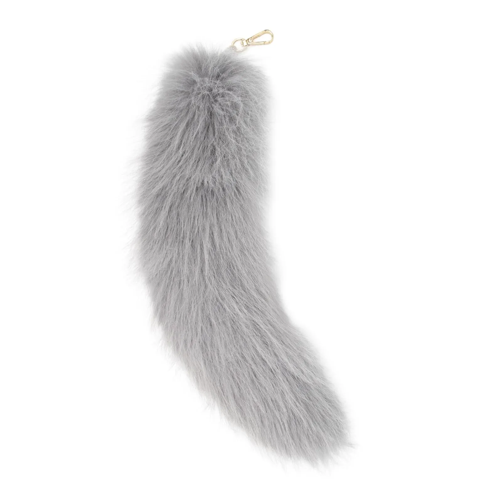 hbbhml Coda di gatto pelosa in finta pelliccia, con coda di gatto, volpe, Therian, portachiavi, code per costumi di Halloween, accessori cosplay, Grigio, taglia unica - immagine 1
