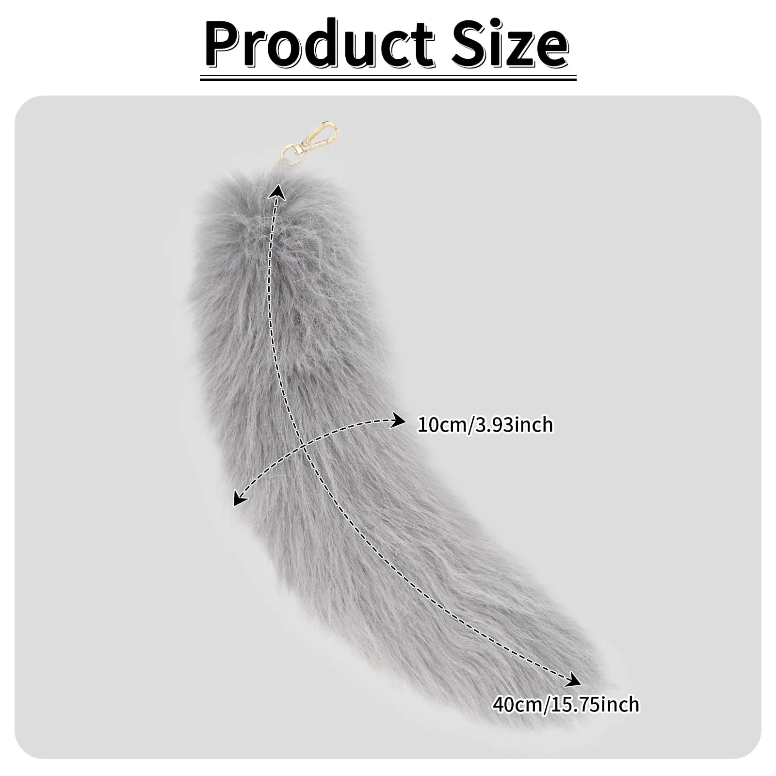 hbbhml Coda di gatto pelosa in finta pelliccia, con coda di gatto, volpe, Therian, portachiavi, code per costumi di Halloween, accessori cosplay, Grigio, taglia unica - immagine 3