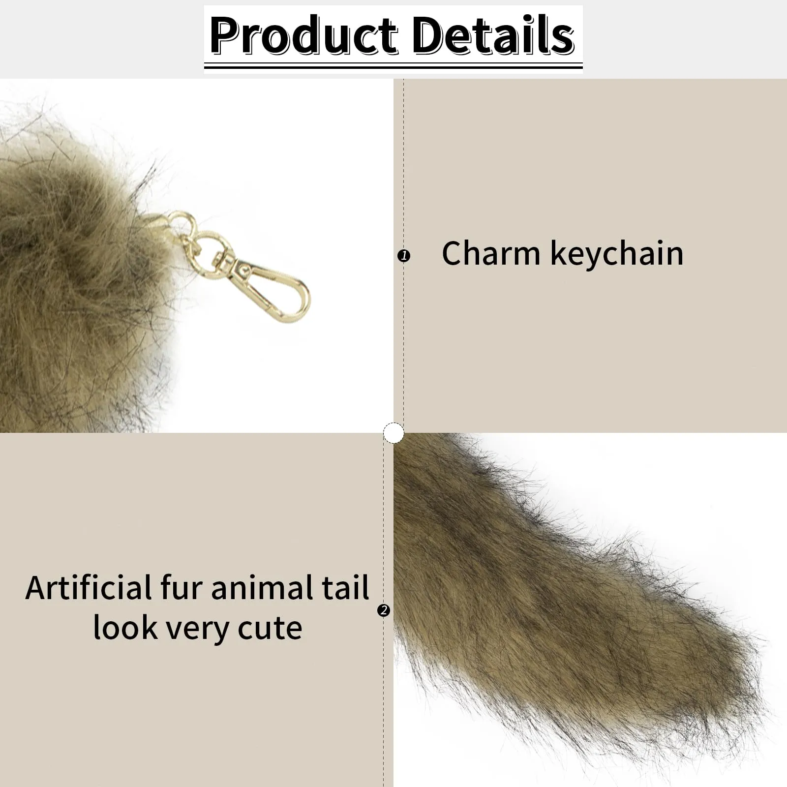 hbbhml Coda di gatto in pelliccia sintetica per costumi di Halloween, Caohuang, One Size - immagine 4