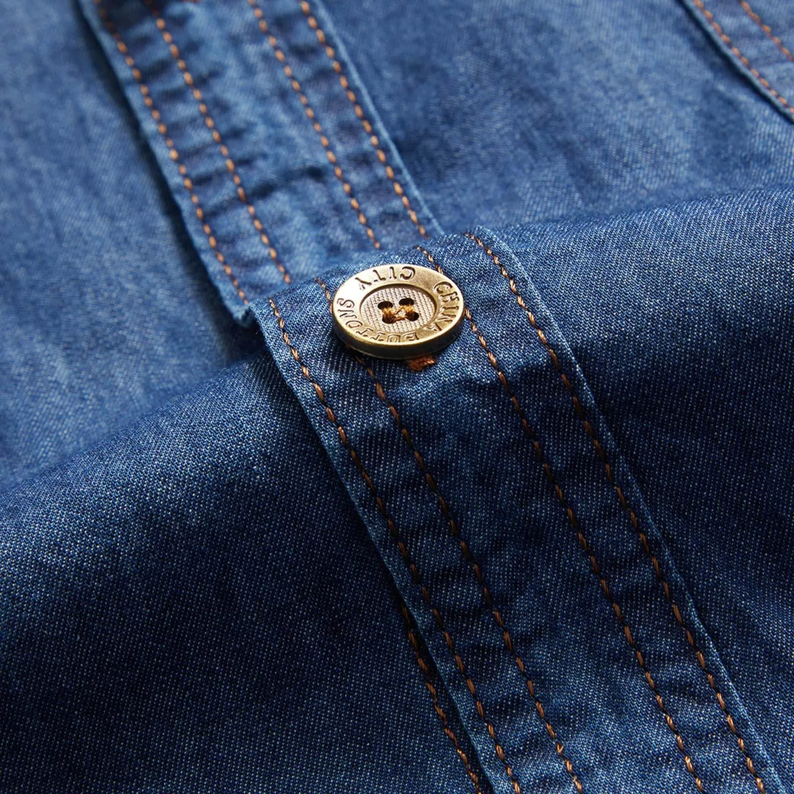 Duohropke Camicia in Jeans da Uomo a Maniche Corte, Camicia Estiva in Denim, Camicia in Jeans per Uomini, con Bottoni a Pressione, Camicie in Jeans per Uomini, Blu Chiaro, Grigio Scuro, Vestibilità - immagine 5