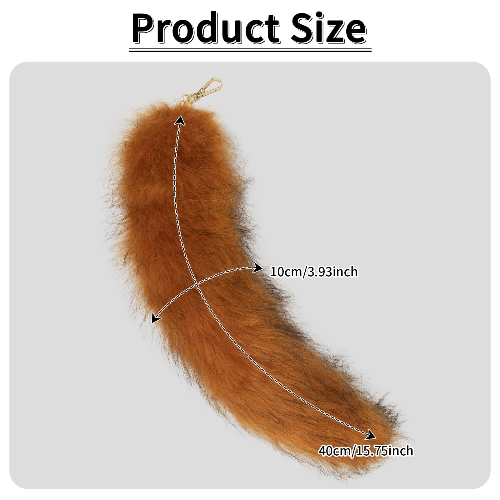 hbbhml Coda di gatto pelosa in finta pelliccia, con coda di gatto, volpe, Therian, portachiavi, code per costumi di Halloween, accessori cosplay, Volpe, taglia unica - immagine 3