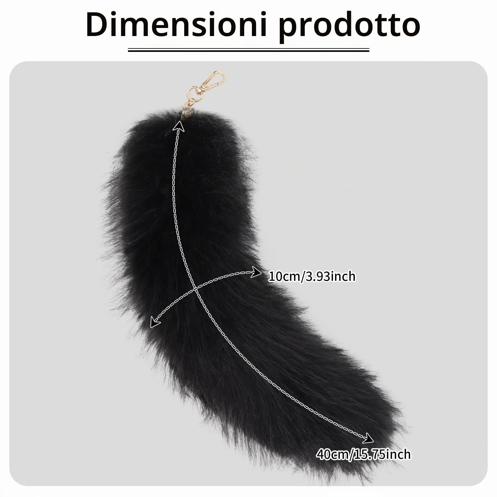 hbbhml Coda di gatto in pelliccia sintetica per costumi di Halloween, nero, One Size - immagine 3