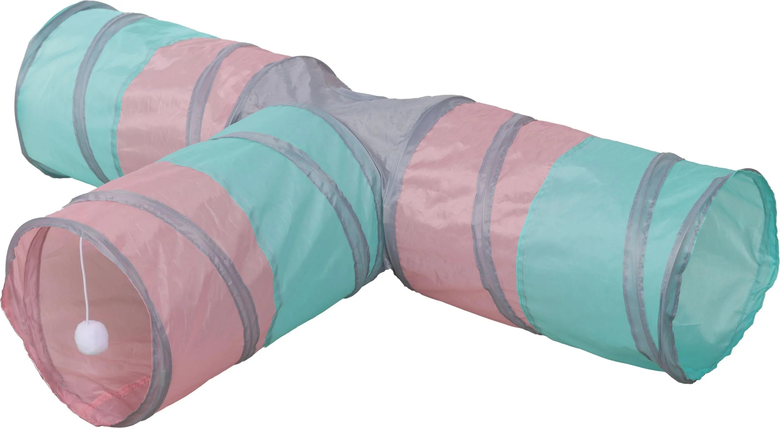 KERBL PET Tunnel gatti Triangle, turch./ rosa/grigio, Ø25x80x50 cm - immagine 1