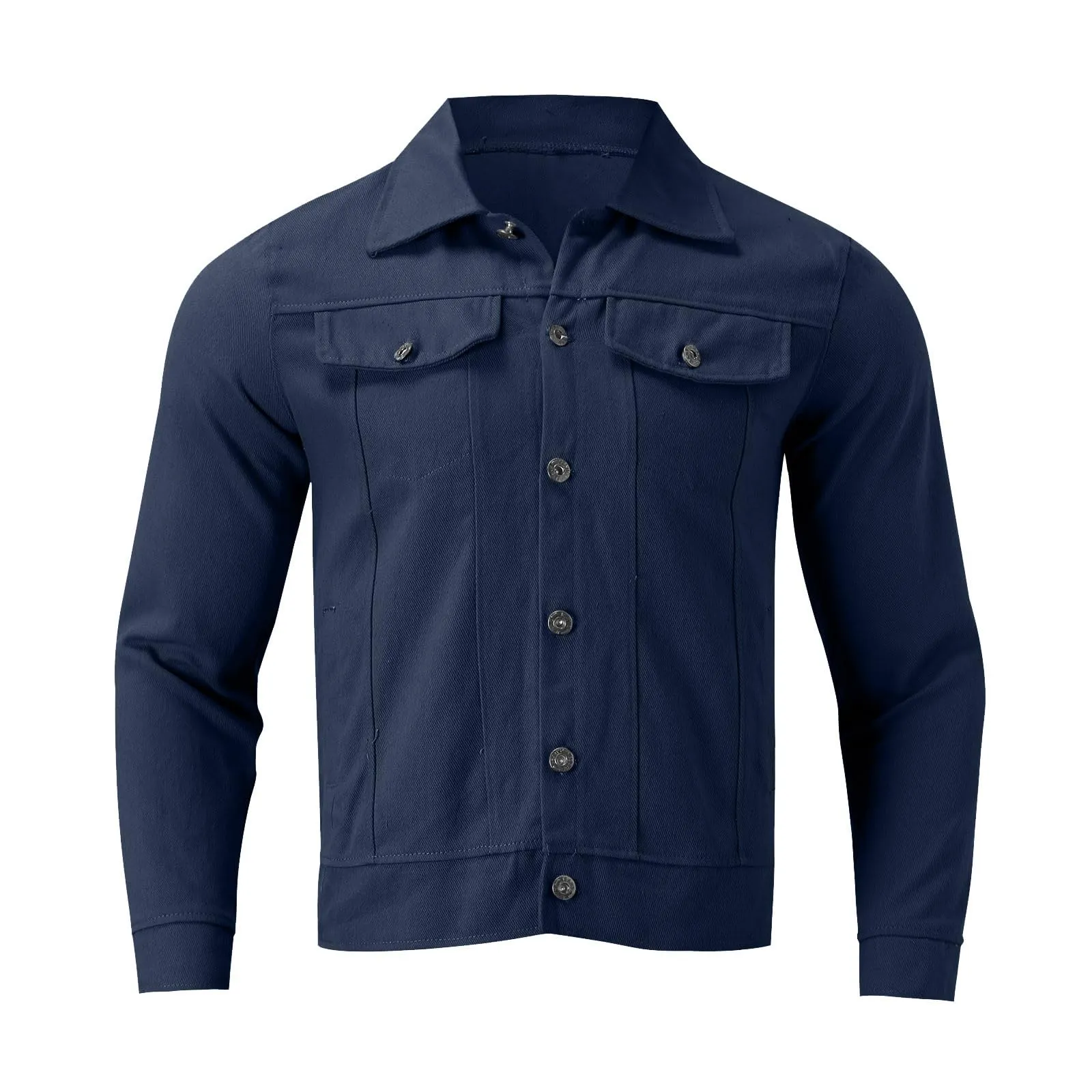 Duohropke Camicia in denim da uomo a maniche lunghe strappate, slim denim, con tasche, jeans, camicia da uomo, vestibilità normale, a maniche lunghe, Bu2, 3XL - immagine 5