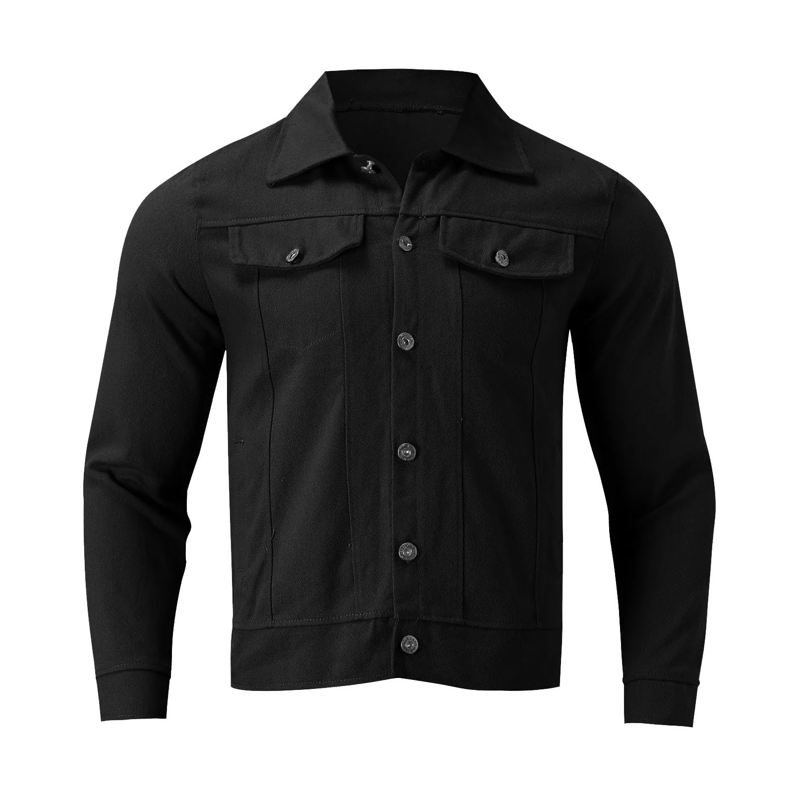 Duohropke Camicia Da Uomo In Denim A Maniche Lunghe Con Tasche Stile Svasato Top In Denim Con Tasche Camicia Da Uomo In Jeans Vestibilità Normale - immagine 4