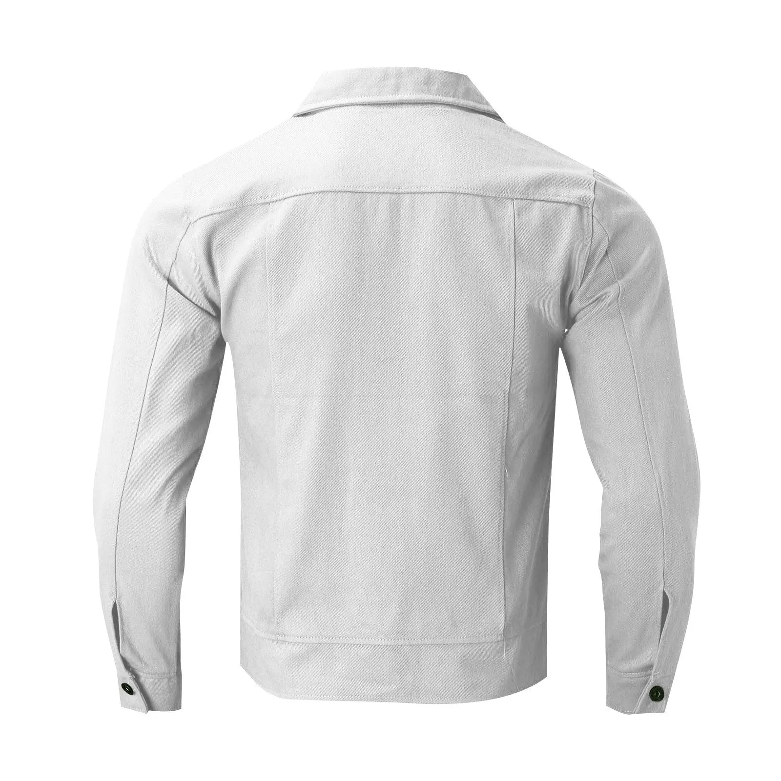 Duohropke Camicia da Uomo in Denim, a Maniche Lunghe, con Tasche, Stile Svasato, con Tasche, Camicia di Jeans, Camicia da Uomo, Vestibilità Normale, Camicia di Jeans a Maniche Lunghe, bianco, M - immagine 5