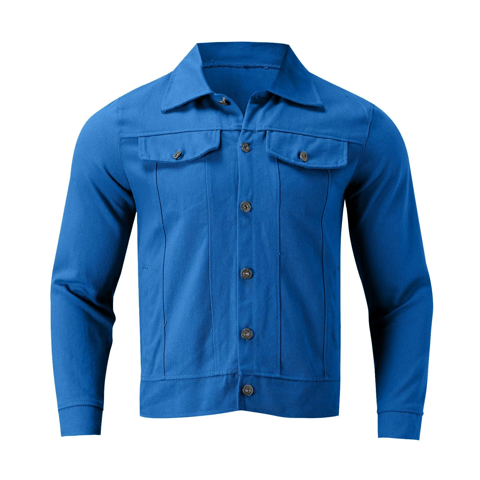 Duohropke Camicia da Uomo in Denim, a Maniche Lunghe, con Tasche, Stile Sfrangiato, Slim Fit, Denim Top, Camicia di Jeans, Camicetta da Uomo, Regular Fit, BU1, XL - immagine 5