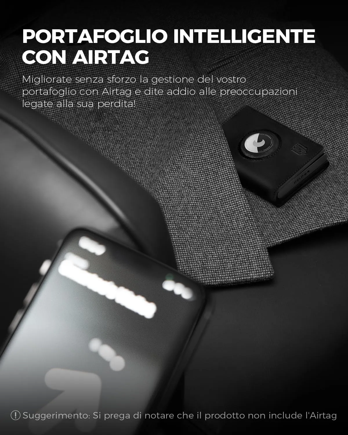 DODENSHA Airtag Wallet Portafoglio da uomo Smart Airtag con scomparto per monete, protezione RFID e capacità per oltre 10 carte di credito, design MagSnap (Nero) - immagine 5