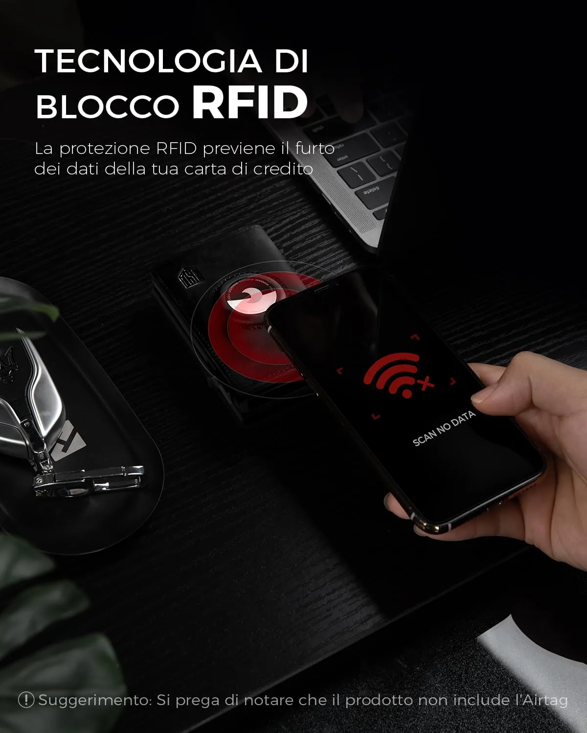 DODENSHA Airtag Wallet Portafoglio da uomo Smart Airtag con scomparto per monete, protezione RFID e capacità per oltre 10 carte di credito, design MagSnap (Nero) - immagine 6