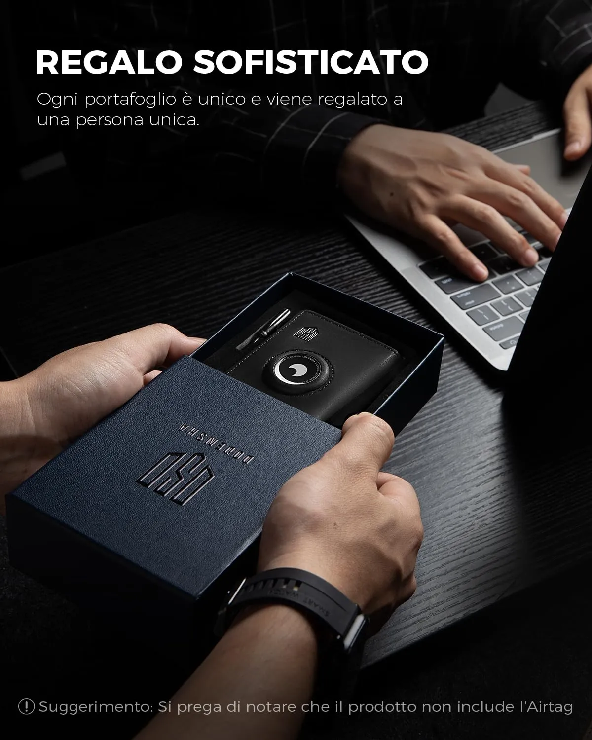 DODENSHA Airtag Wallet Portafoglio da uomo Smart Airtag con scomparto per monete, protezione RFID e capacità per oltre 10 carte di credito, design MagSnap (Nero) - immagine 7