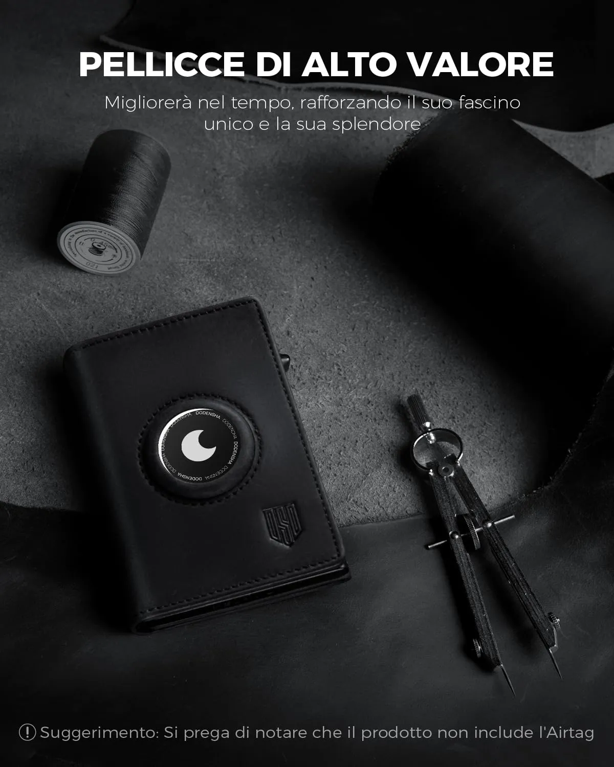 DODENSHA Airtag Wallet Portafoglio da uomo Smart Airtag con scomparto per monete, protezione RFID e capacità per oltre 10 carte di credito, design MagSnap (Nero) - immagine 8