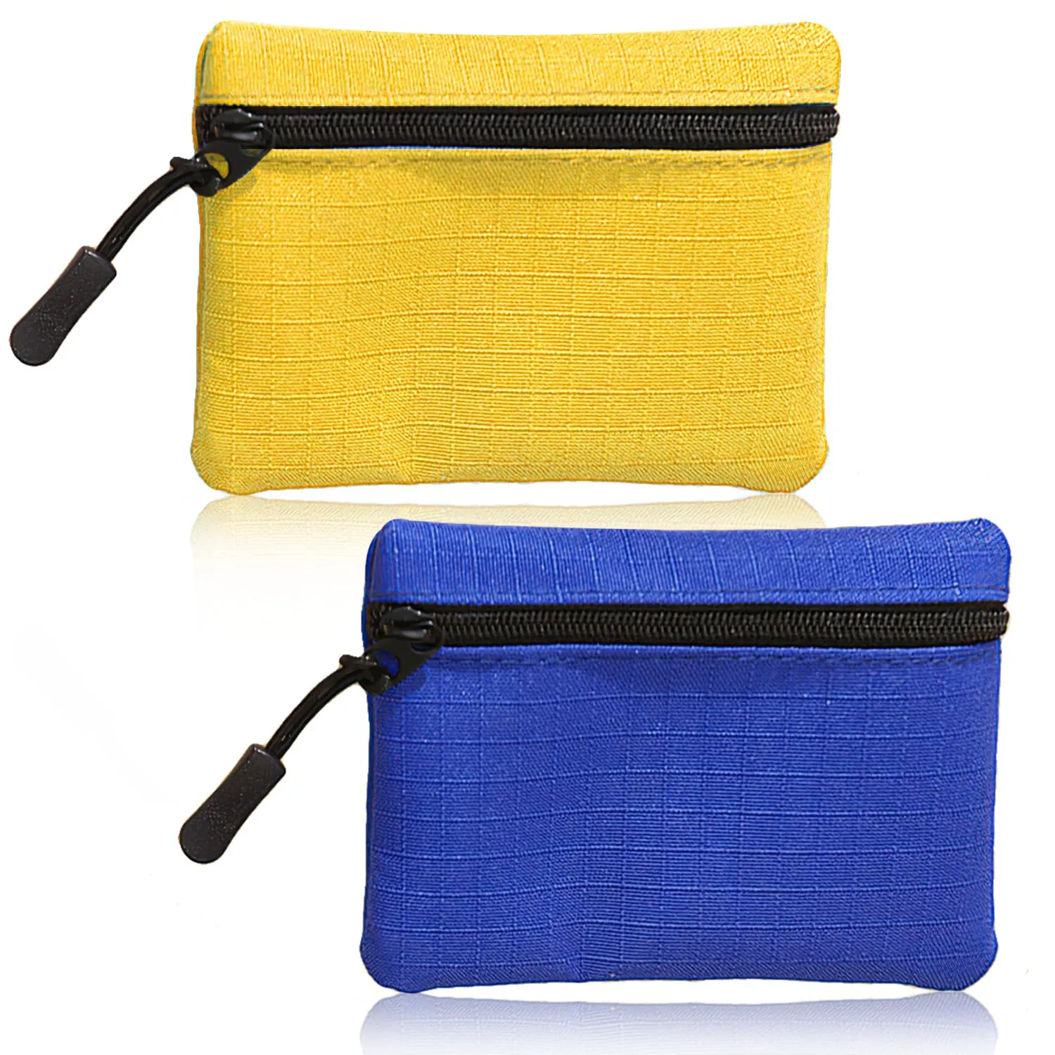 SUBTAVIK 2 Pezzi Portamonete con Cerniera Oxford Tessuto Piccolo per Donna Uomo Bambina Ragazzi - Mini Portatile (Giallo+Blu) - immagine 1