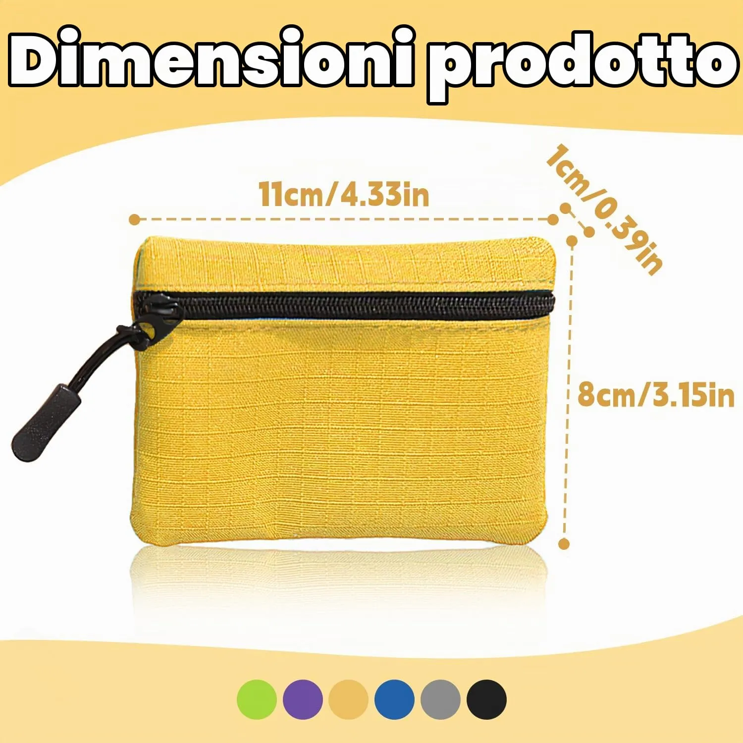 SUBTAVIK 2 Pezzi Portamonete con Cerniera Oxford Tessuto Piccolo per Donna Uomo Bambina Ragazzi - Mini Portatile (Giallo+Blu) - immagine 2