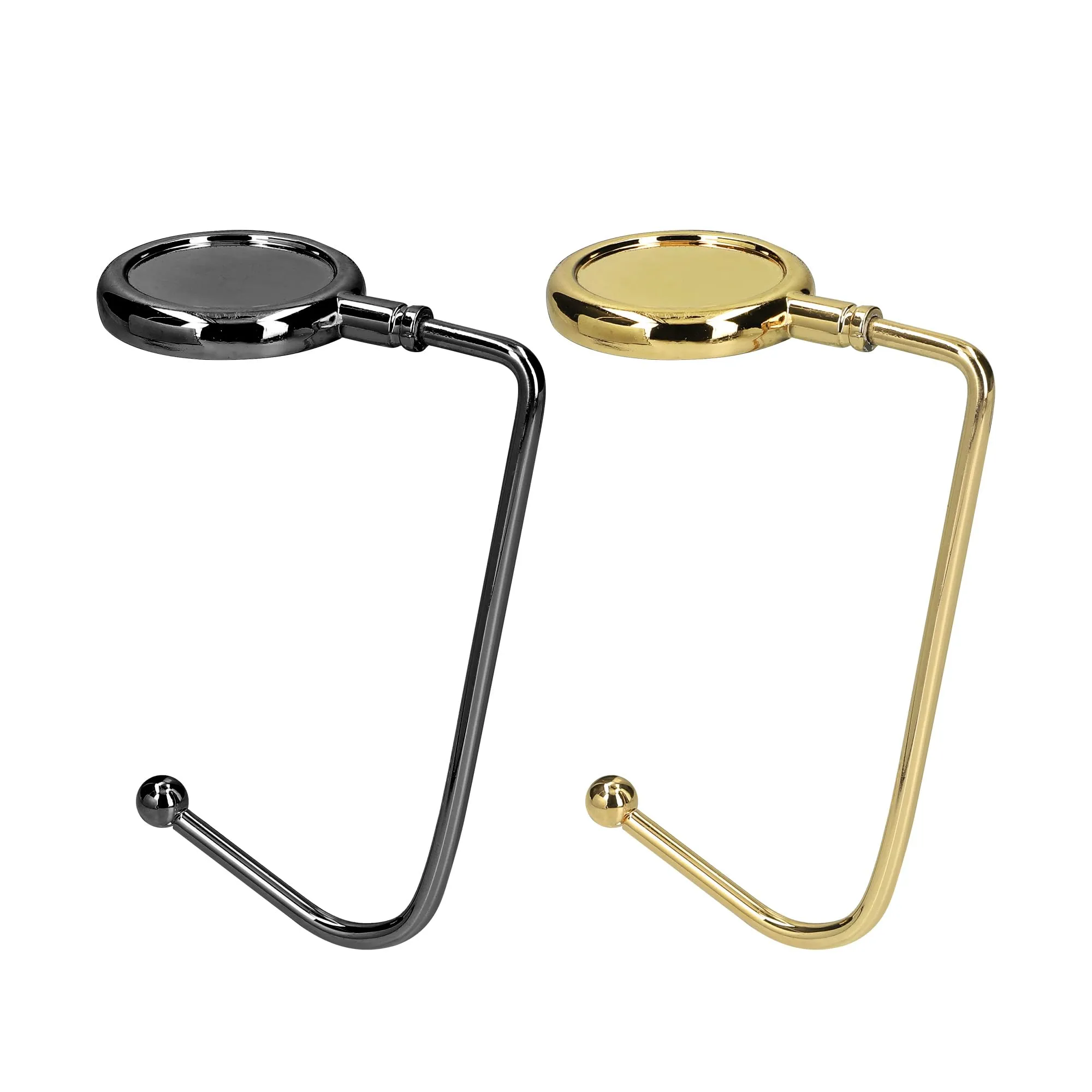 kwmobile 2x Gancio Borsa da Tavolo - Appendi Borsa in Alluminio Antiscivolo Antigraffio - Set Appendiborsa per Tavoli e Scrivanie max. 3kg - ardesia scuro/oro - immagine 1