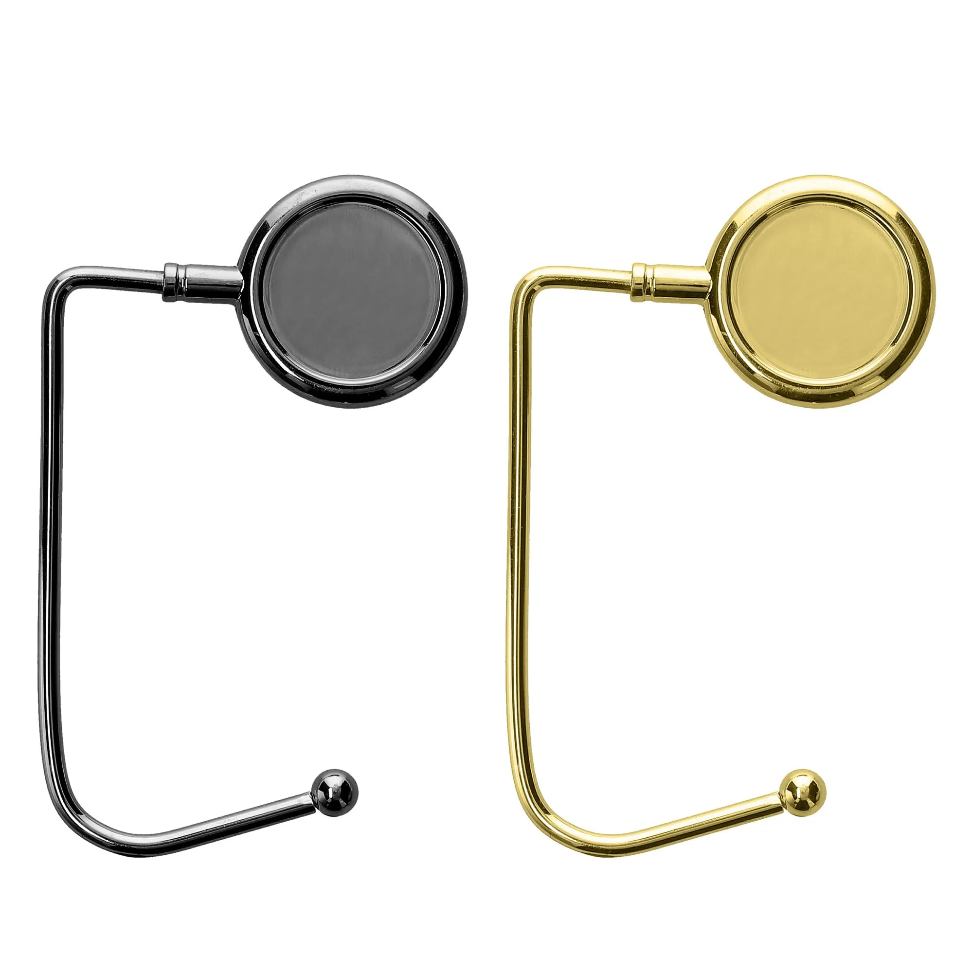 kwmobile 2x Gancio Borsa da Tavolo - Appendi Borsa in Alluminio Antiscivolo Antigraffio - Set Appendiborsa per Tavoli e Scrivanie max. 3kg - ardesia scuro/oro - immagine 5