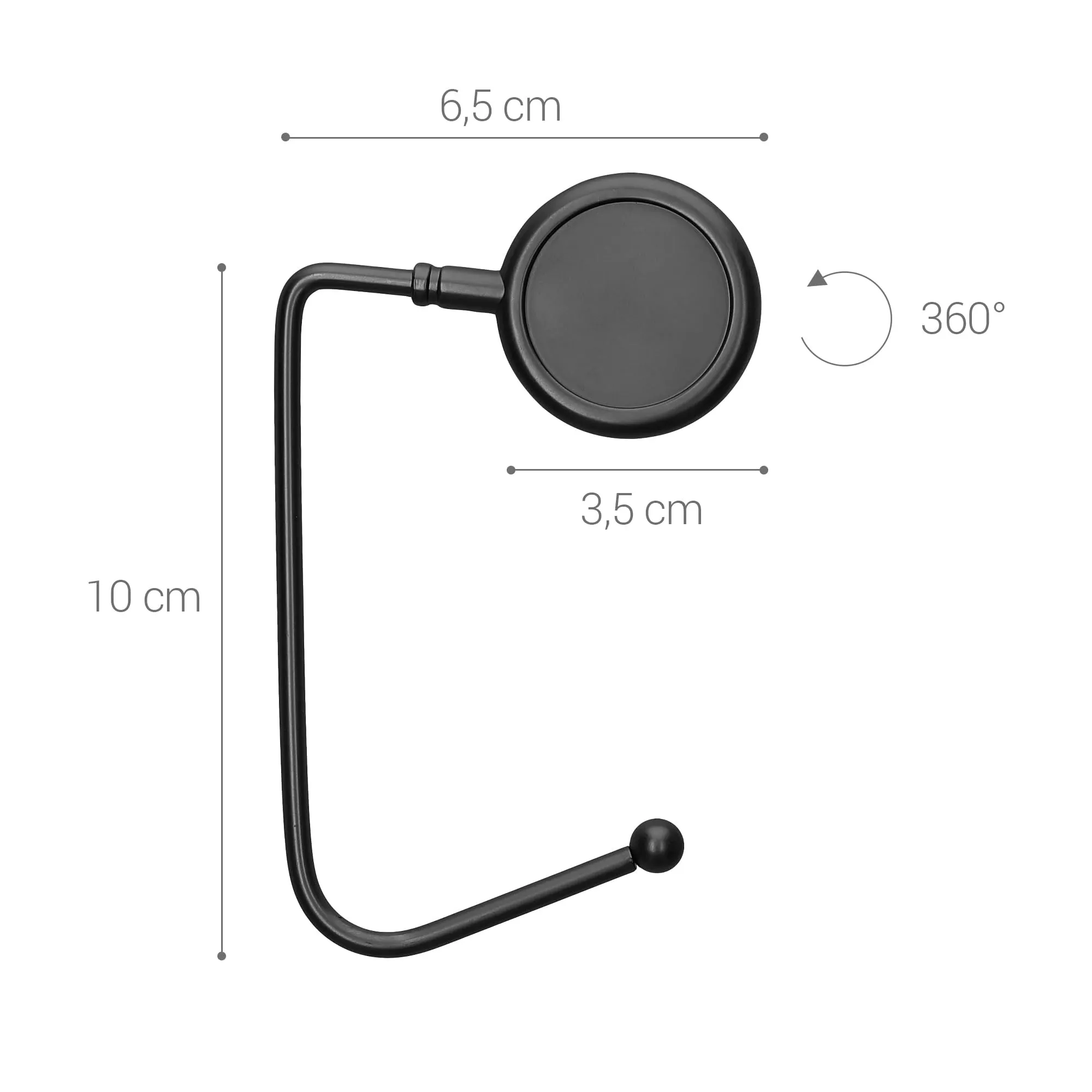 kwmobile 2x Gancio Borsa da Tavolo - Appendi Borsa in Alluminio Antiscivolo Antigraffio - Set Appendiborsa per Tavoli e Scrivanie max. 3kg - argento/nero matt - immagine 4