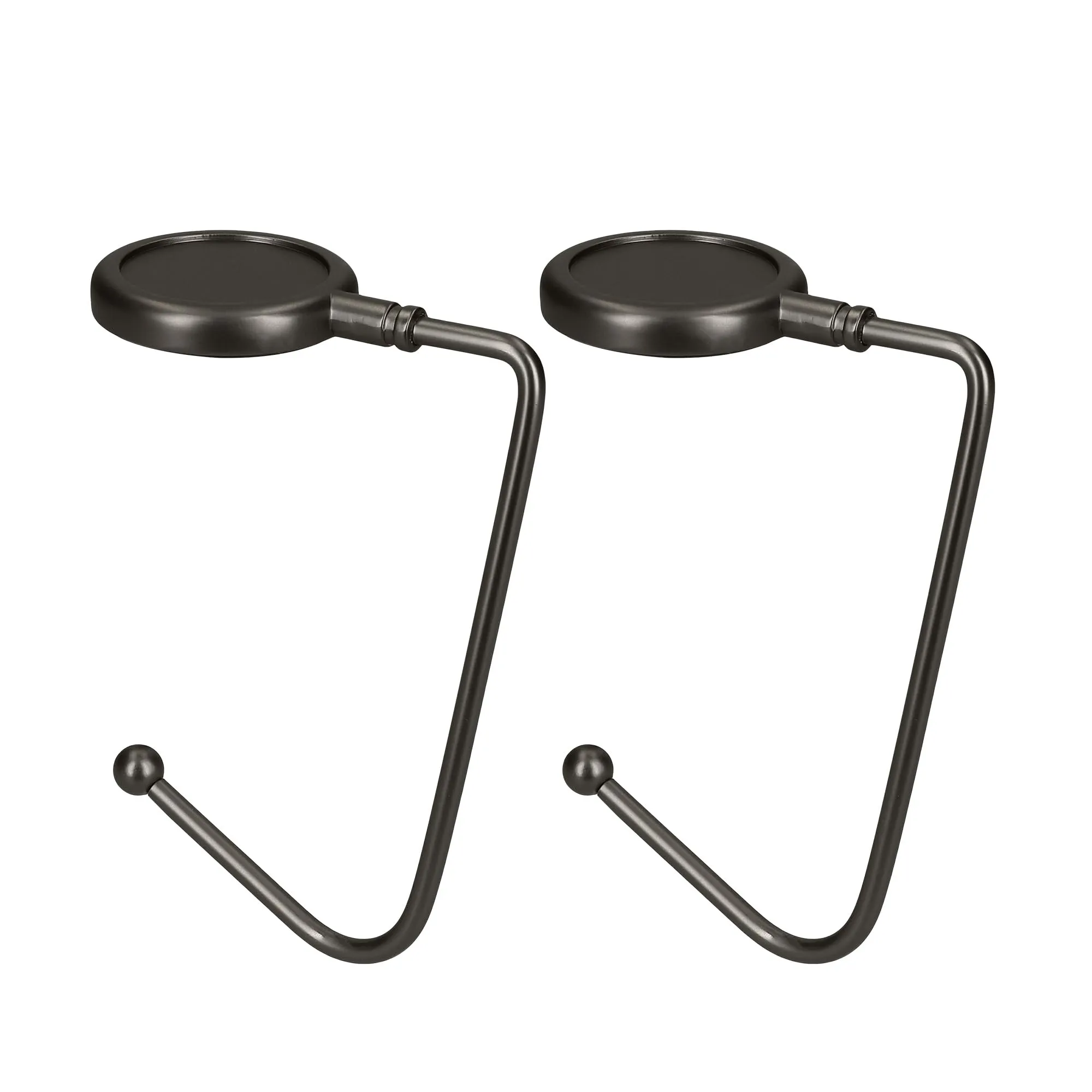 kwmobile 2x Gancio Borsa da Tavolo - Appendi Borsa in Alluminio Antiscivolo Antigraffio - Set Appendiborsa per Tavoli e Scrivanie max. 3kg - nero matt - immagine 1