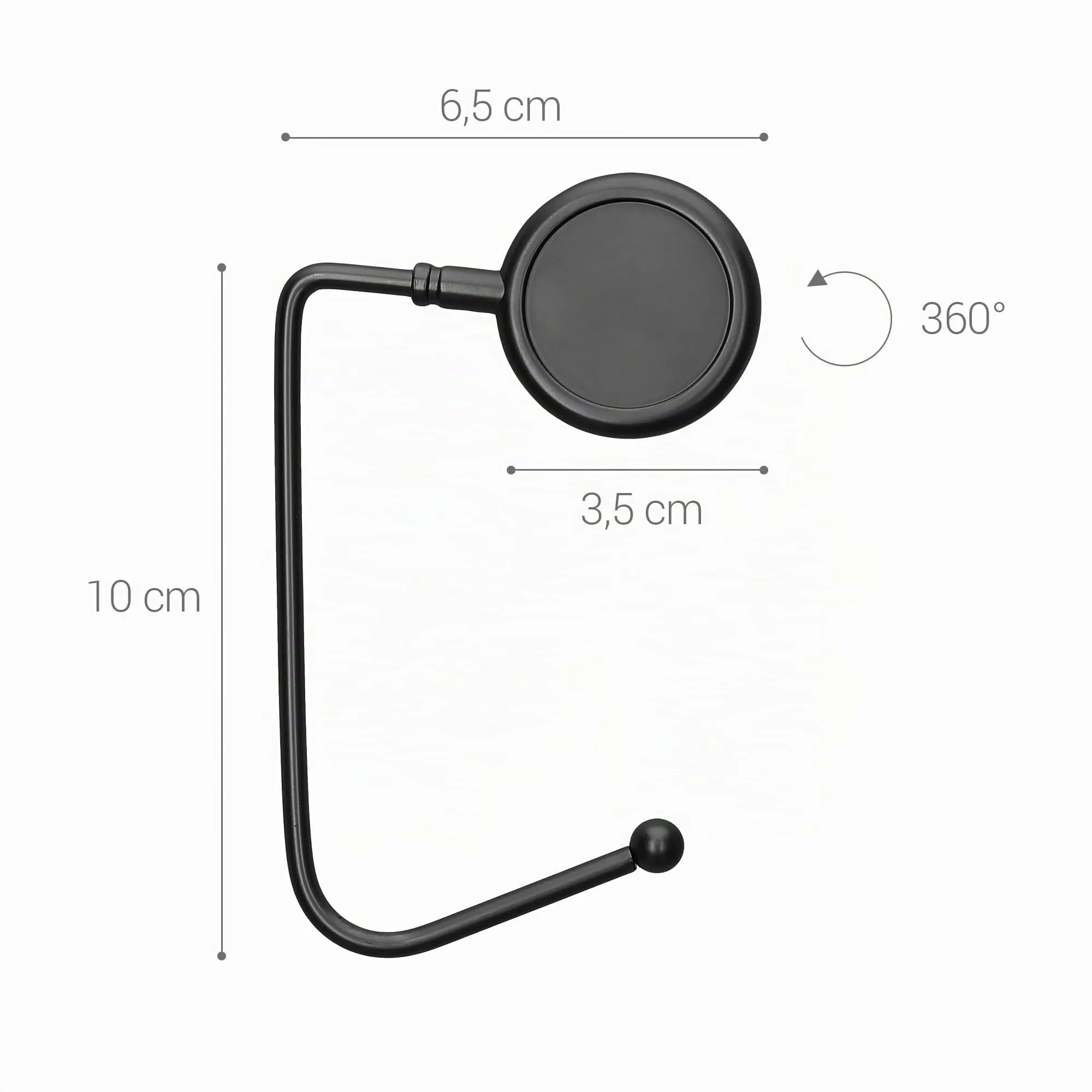 kwmobile 2x Gancio Borsa da Tavolo - Appendi Borsa in Alluminio Antiscivolo Antigraffio - Set Appendiborsa per Tavoli e Scrivanie max. 3kg - nero matt - immagine 4