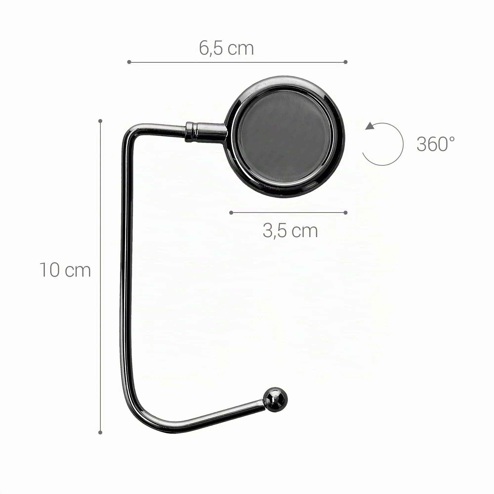 kwmobile 2x Gancio Borsa da Tavolo - Appendi Borsa in Alluminio Antiscivolo Antigraffio - Set Appendiborsa per Tavoli e Scrivanie max. 3kg - ardesia scuro - immagine 4