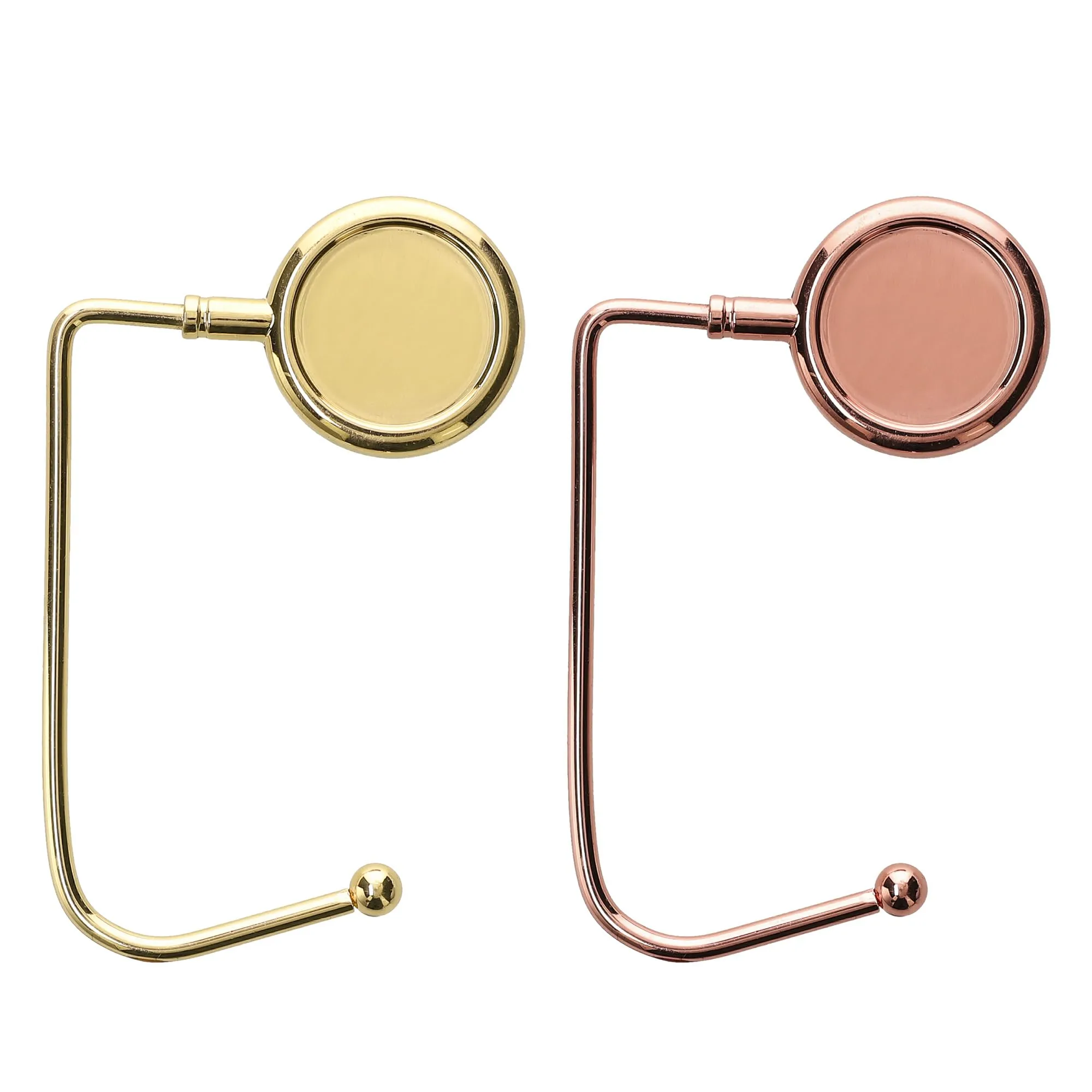 kwmobile 2x Gancio Borsa da Tavolo - Appendi Borsa in Alluminio Antiscivolo Antigraffio - Set Appendiborsa per Tavoli e Scrivanie max. 3kg - oro/rame - immagine 5